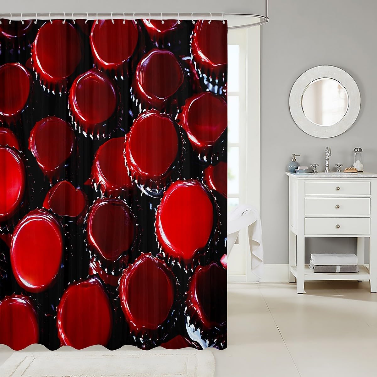 Feelyou Kids Red Cola Shower Curtain Set 72x78