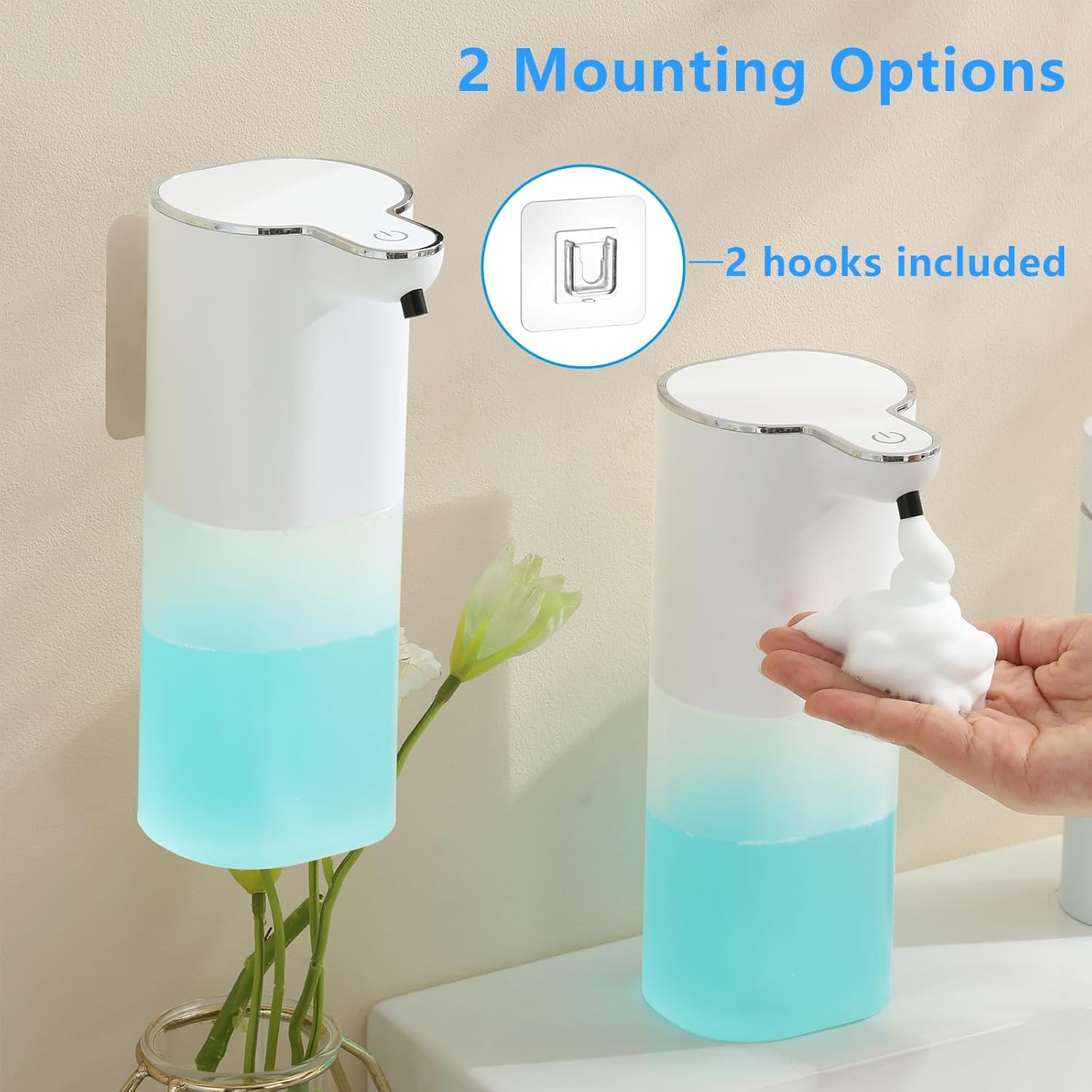 Touchless Foaming Soap Dispenser with Wall Mount Hook