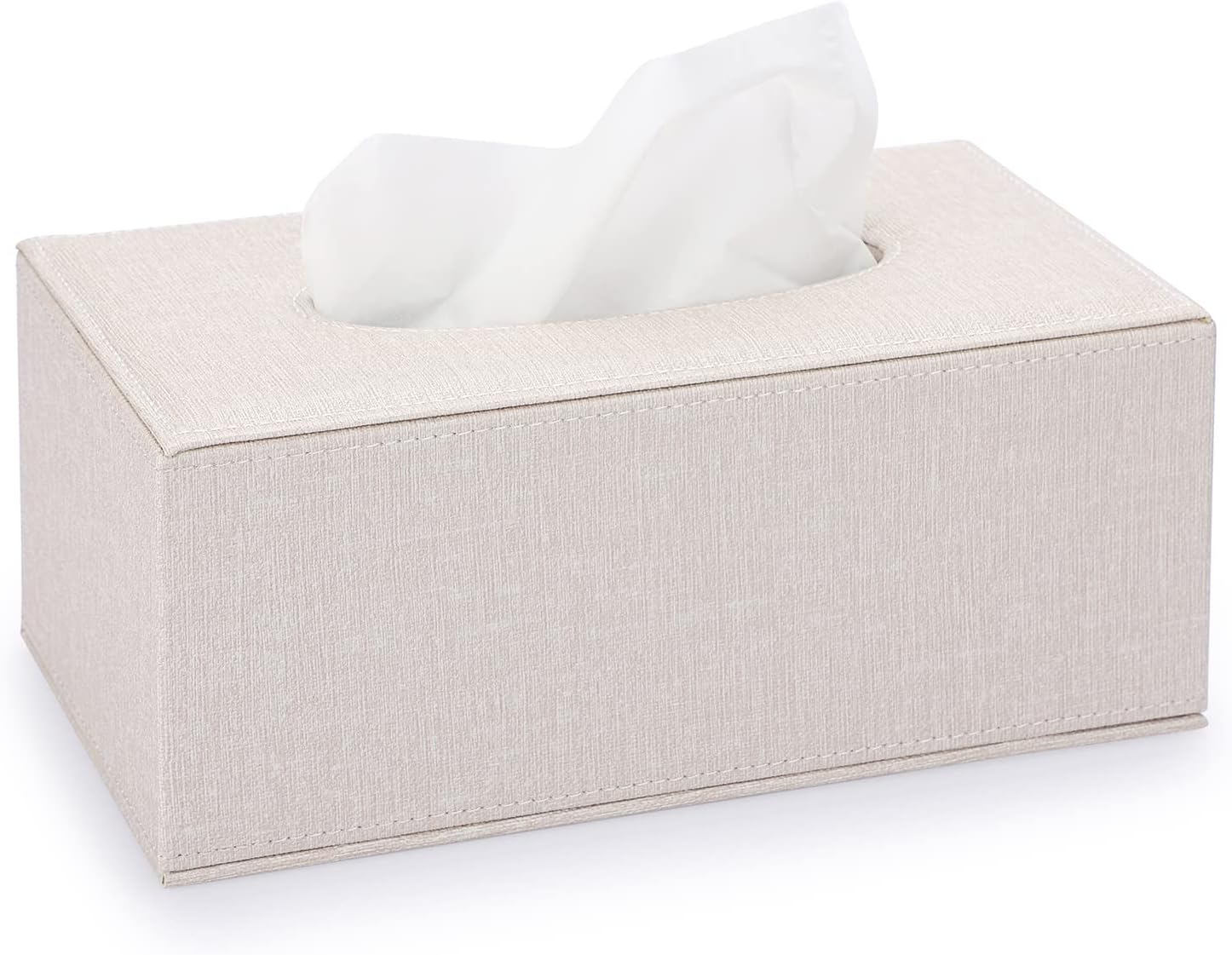 Sumnacon Tissue Box Cover Rectangle Linen Beige