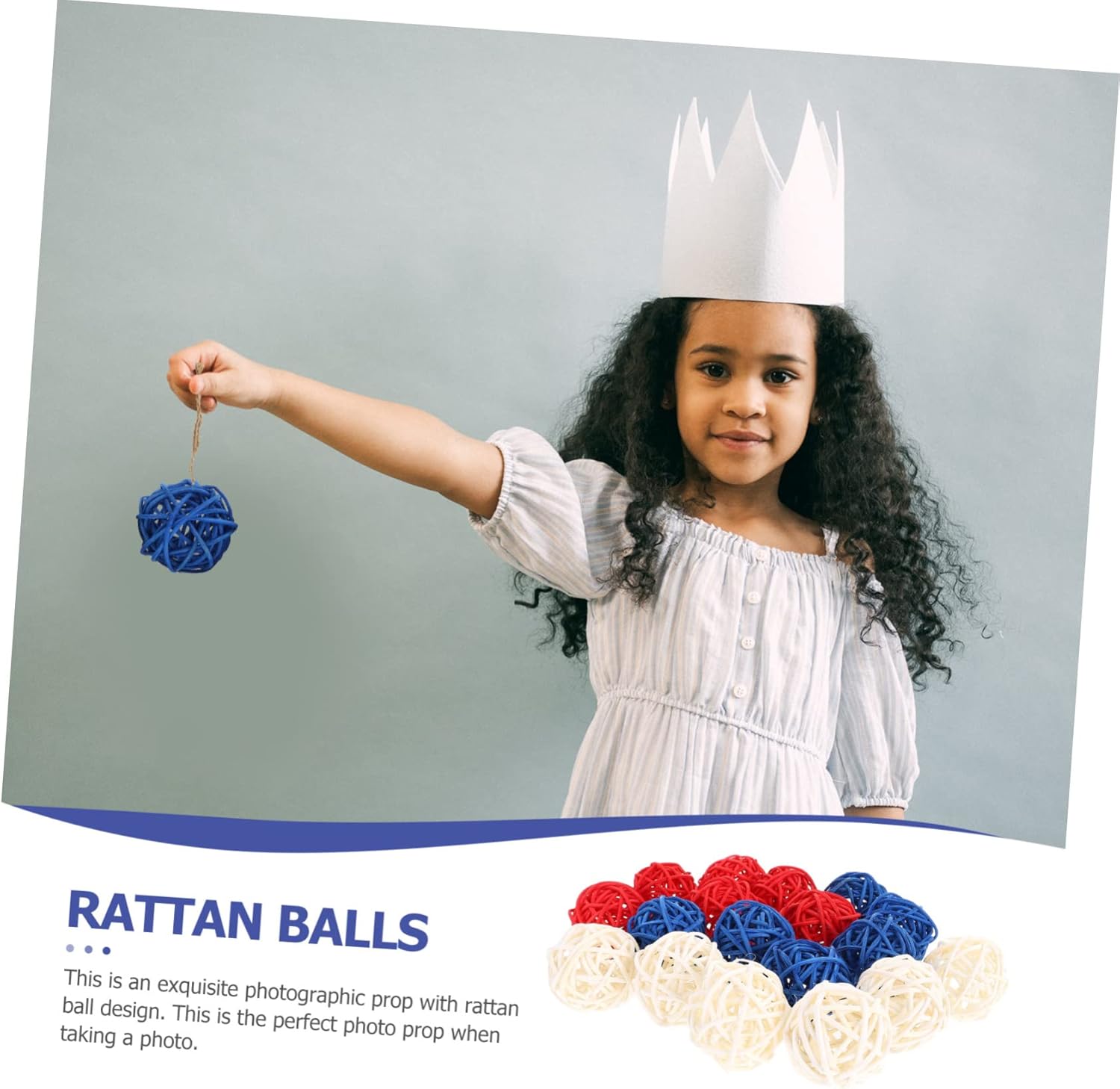 18pcs Rattan Decorative Balls for 4th of July Centerpieces