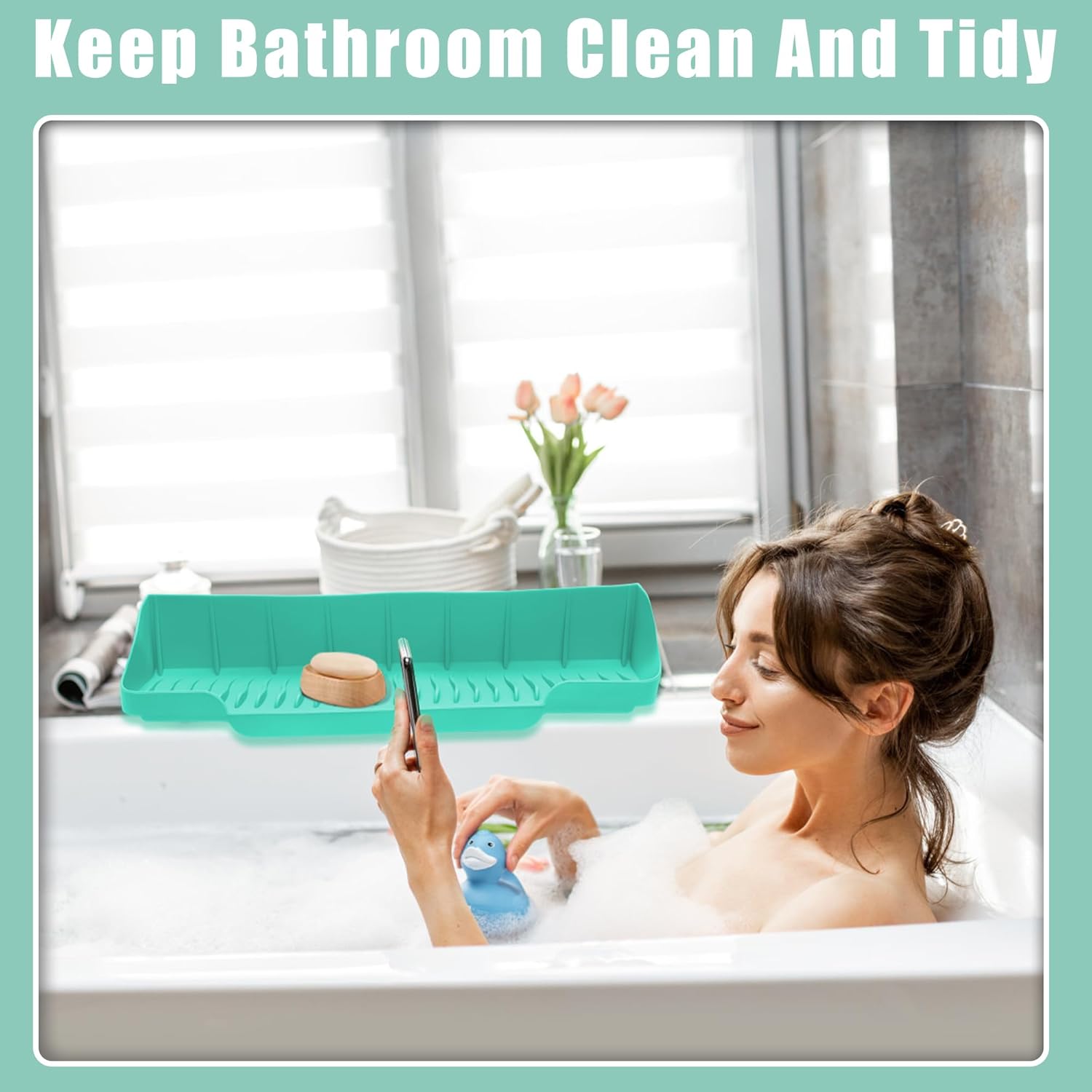 165 Inch Silicone Bathtub Splash Guard with 6 Suction Cups