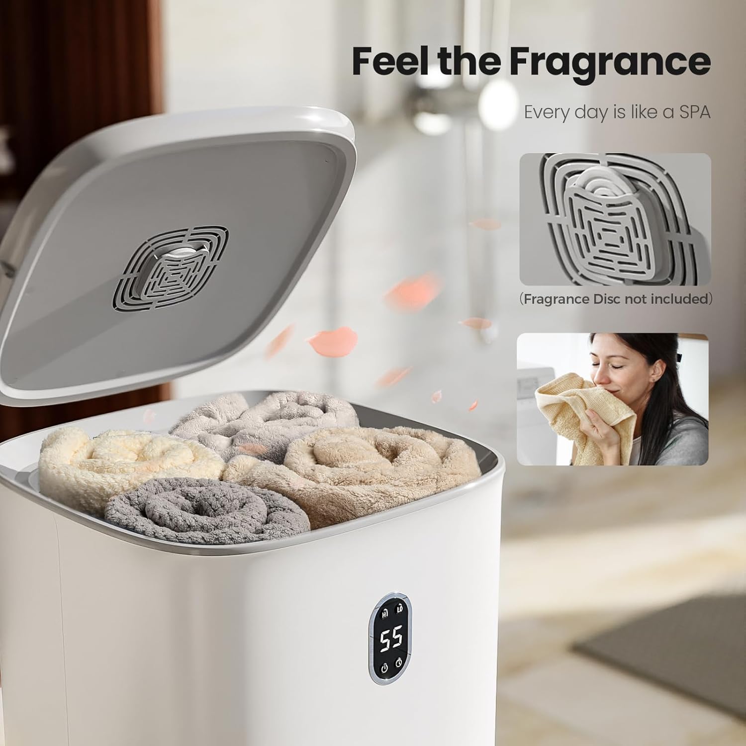 AGLUCKY Towel Warmer with 40L Capacity and LCD Screen
