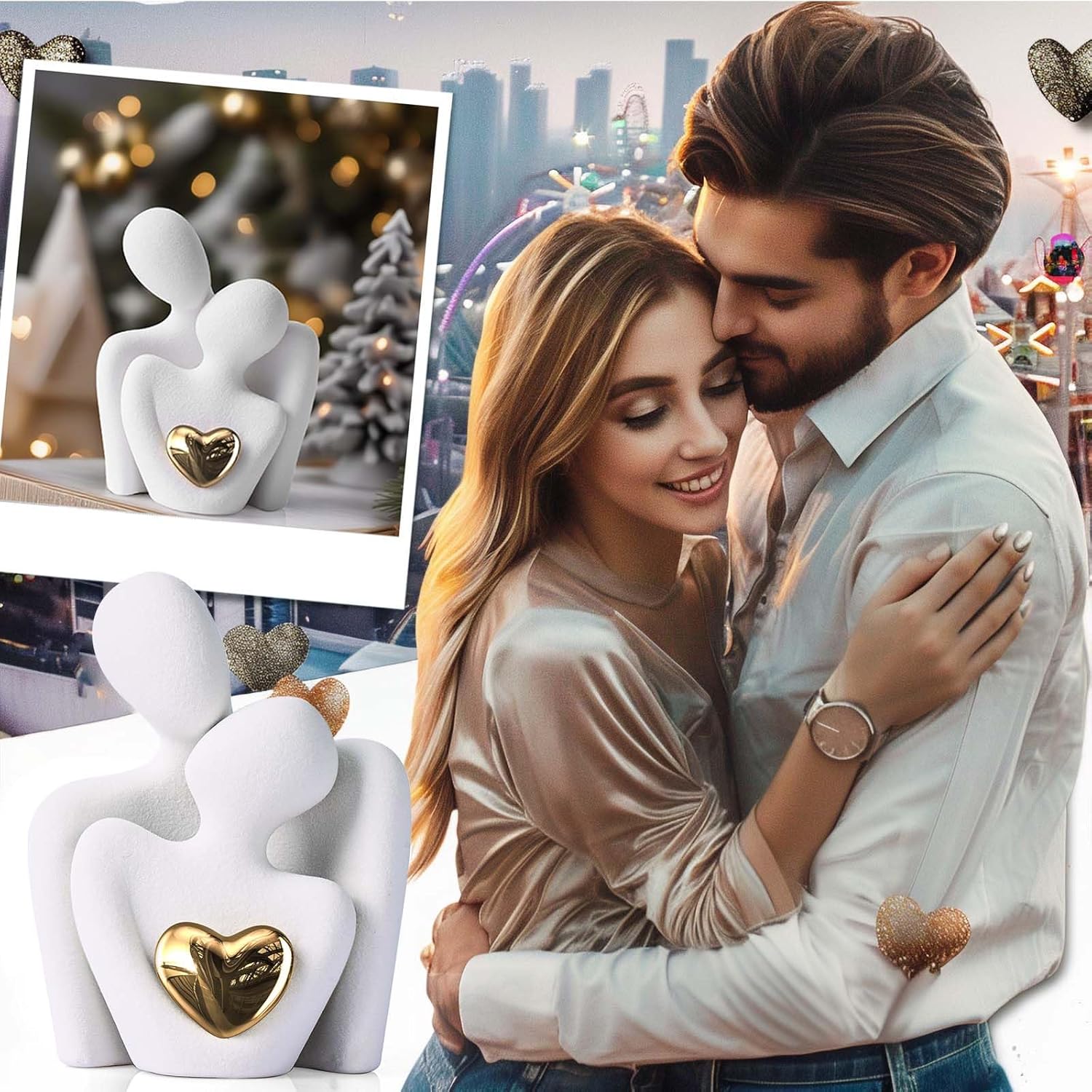 XMGZQ Mini Hugging Couple Statue for Home Decor 1