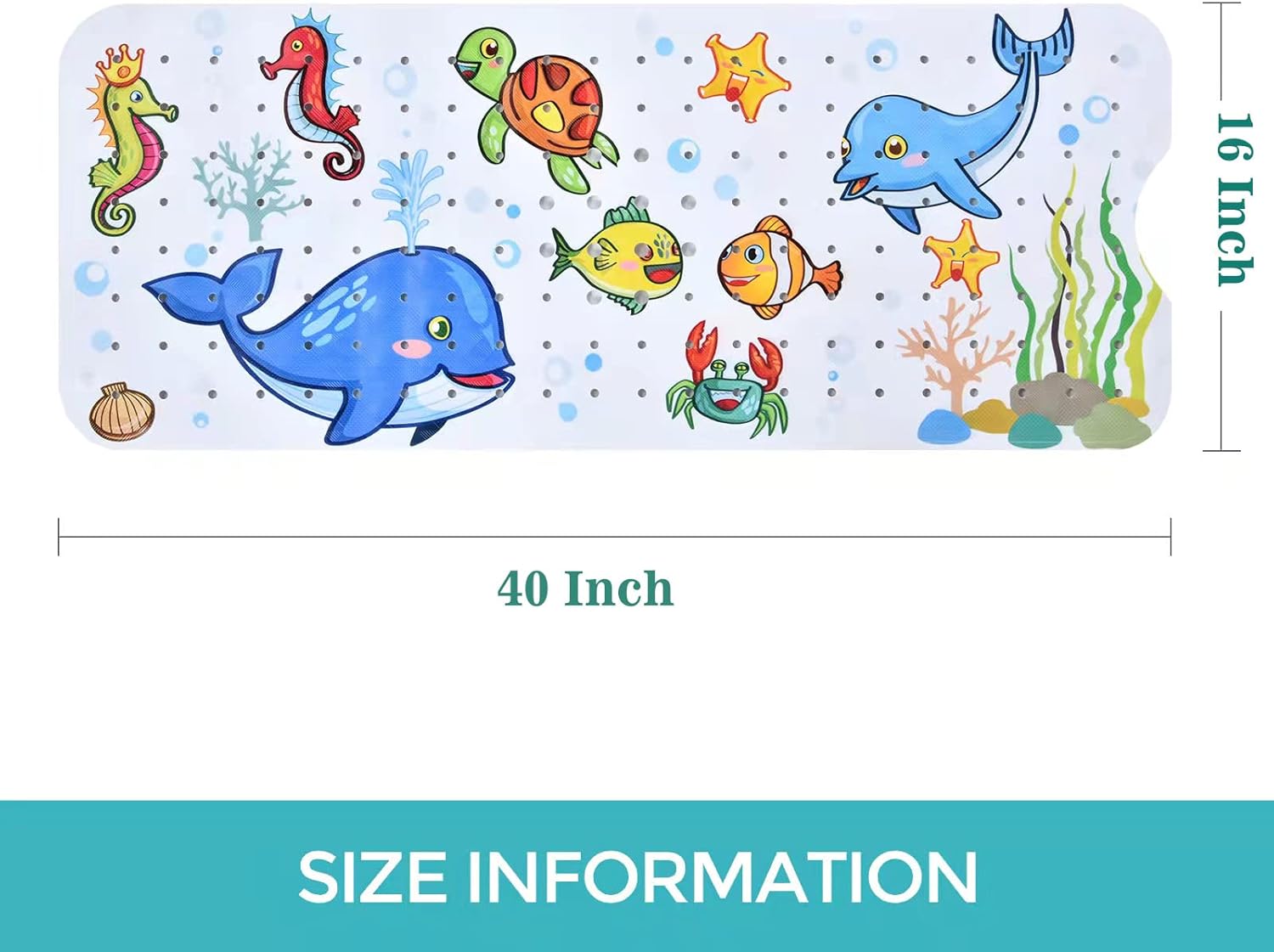Tubozadi Baby Bath Mat with Suction Cups and Drain Holes