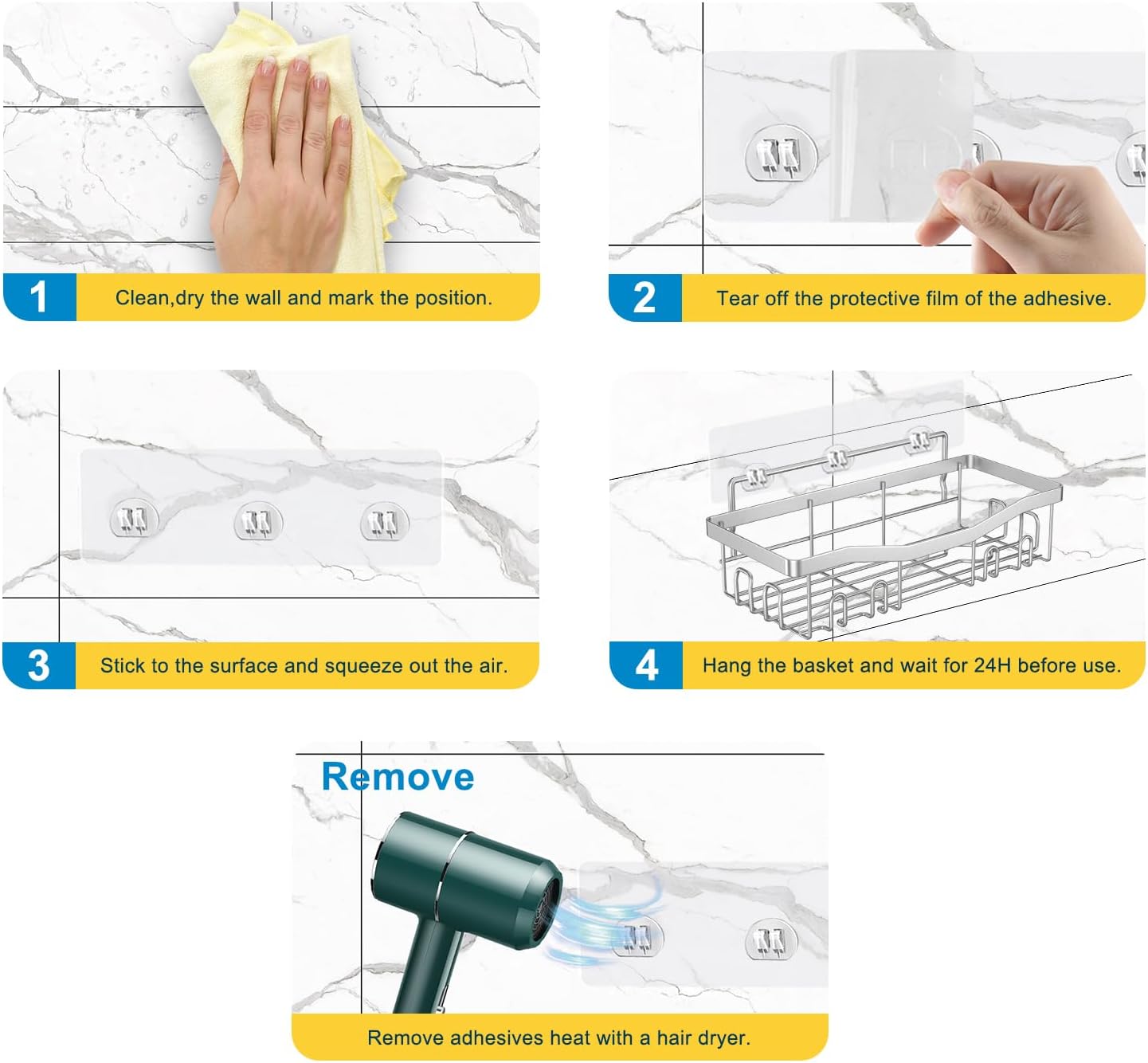 Youvip 5-Pack Shower Organizers Set Silver