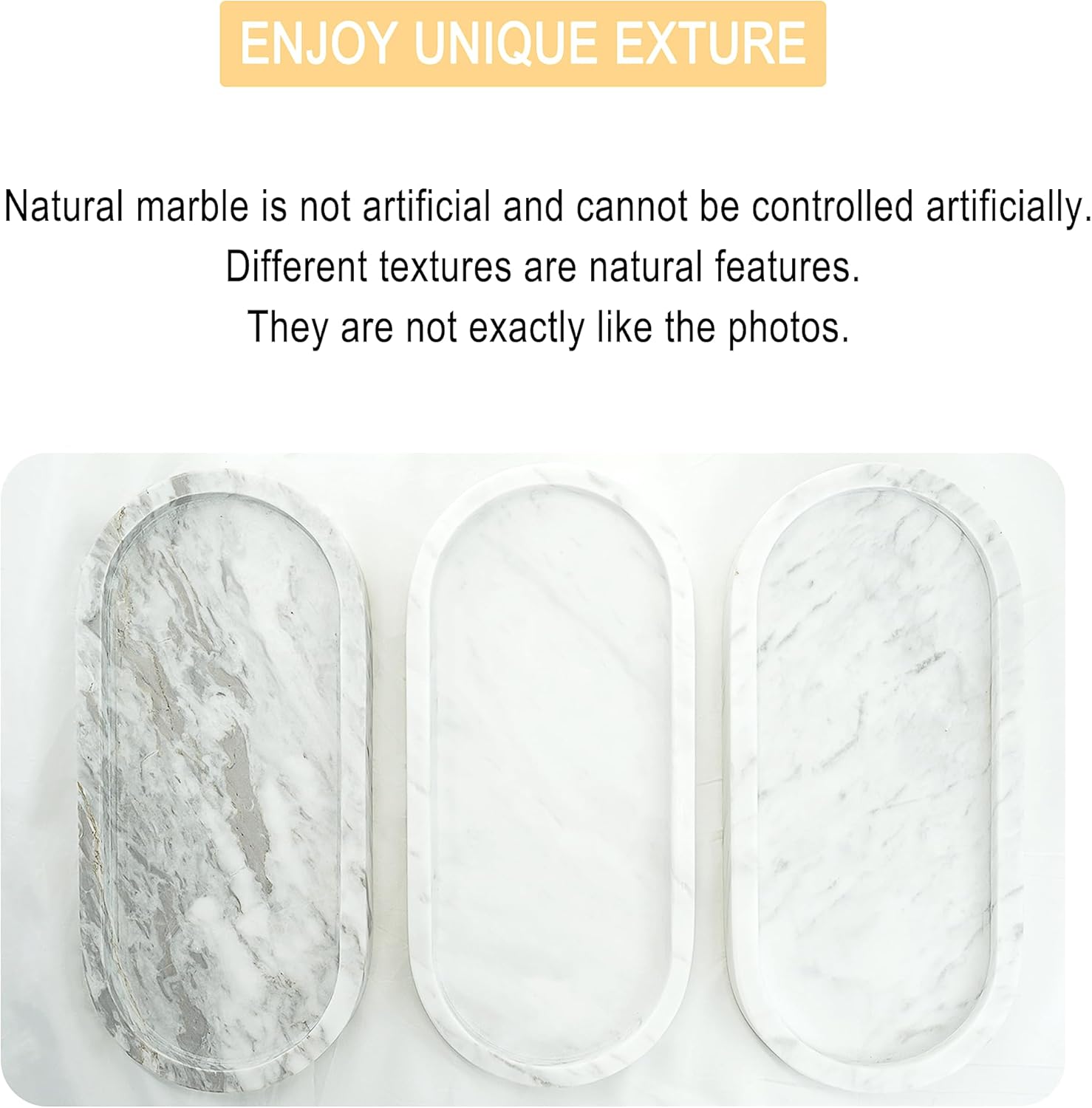WORHE Natural Marble Vanity Tray for Candles Jewelry