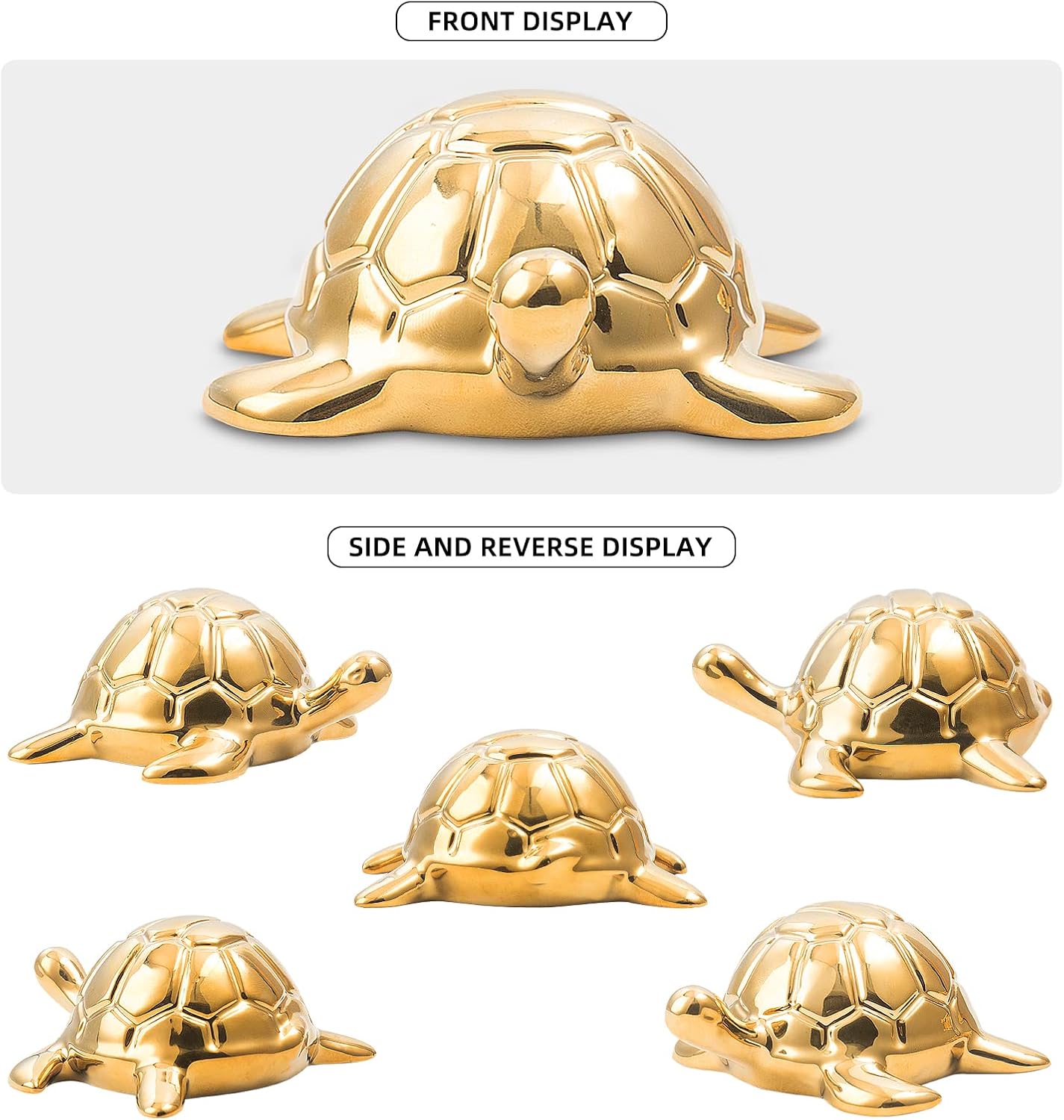 Golden Turtle Statue - Gold Ceramic Home Decor Ornament