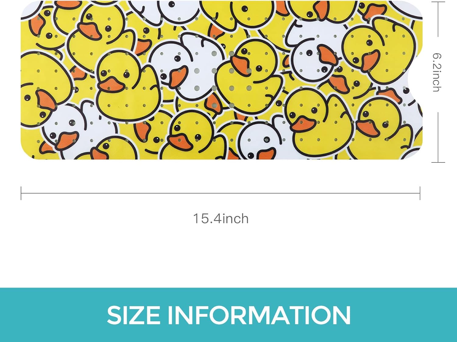 Tubozadi Kids Non Slip Bath Mat with Suction Cups and Drain Holes Yellow Duck