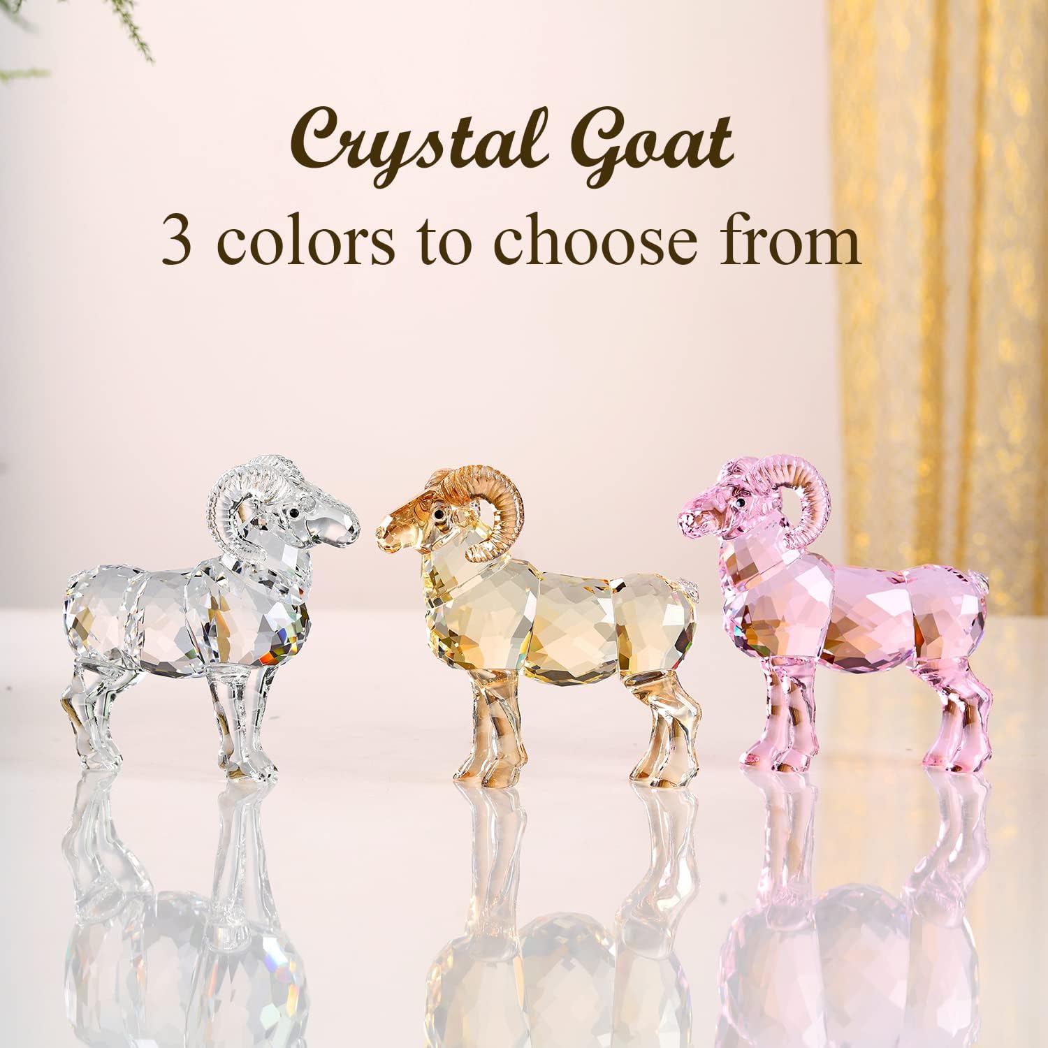 Realistic K9 Crystal Goat Home Decor Statue Gold