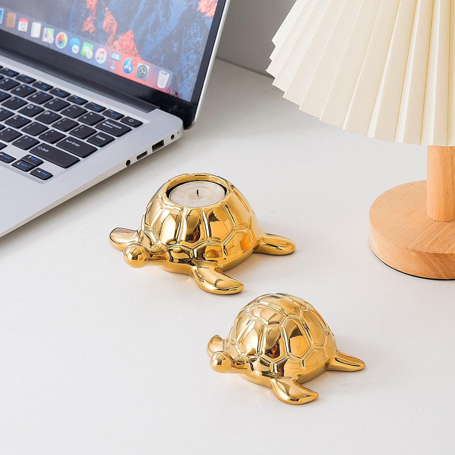 Golden Turtle Statue - Gold Ceramic Home Decor Ornament