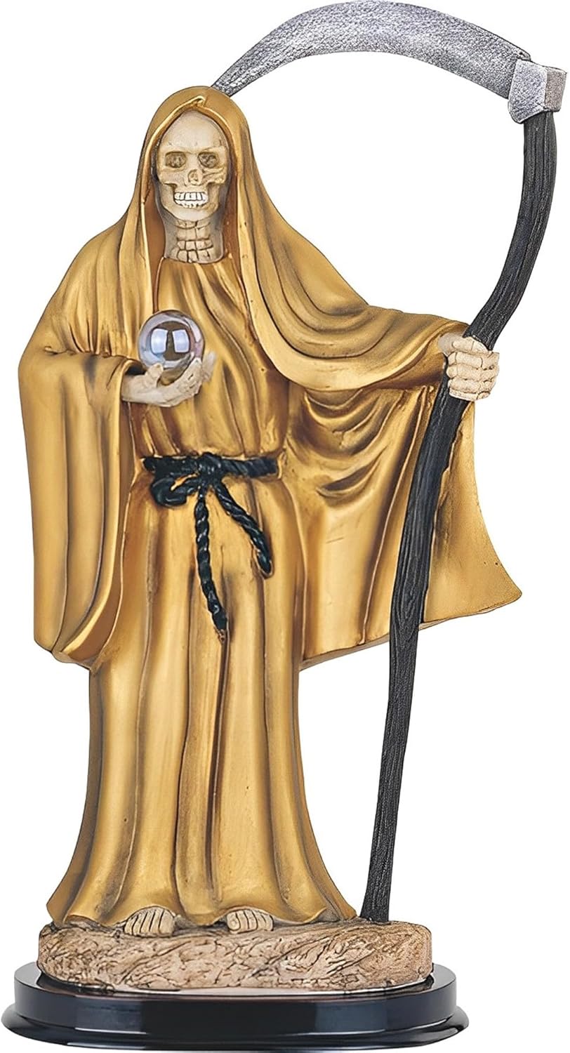 ICE ARMOR 12 Inch Gold Santa Muerte Scythe Statue