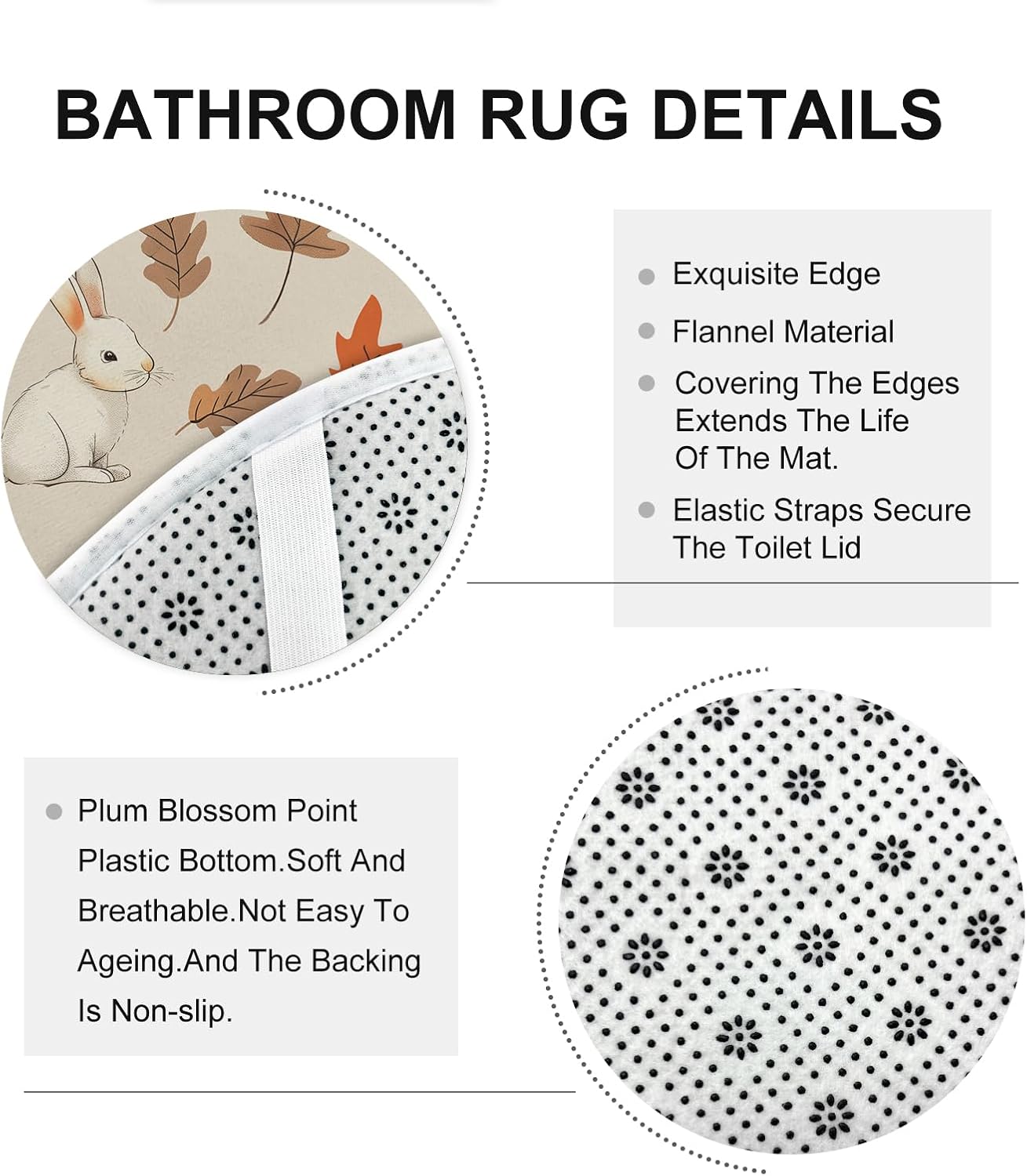 4PCS Fall Cartoon Rabbit Shower Curtain Set with Hooks and Non-Slip Rug