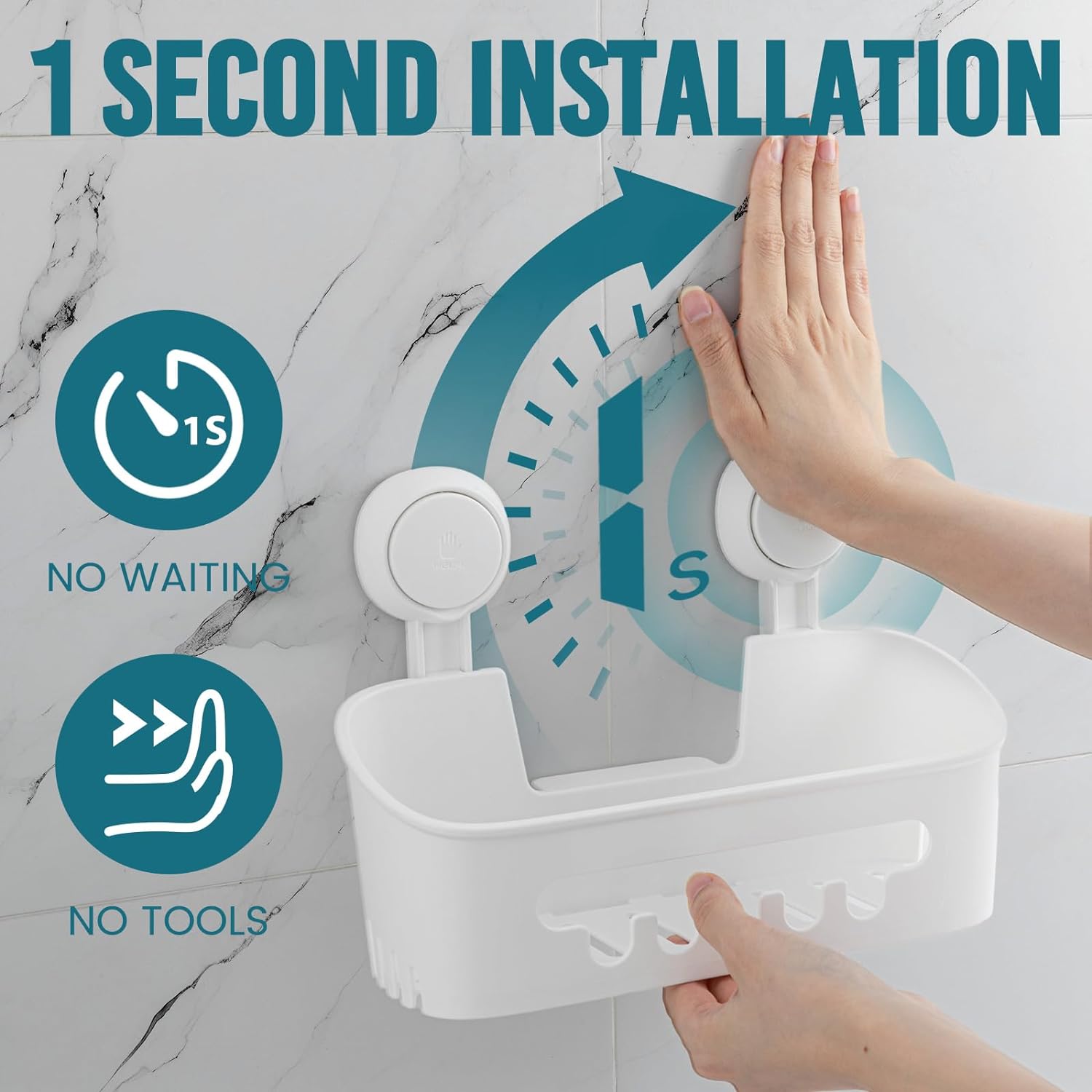 TAILI 2 Pack Heavy Duty Shower Caddy Suction Cup Organizer