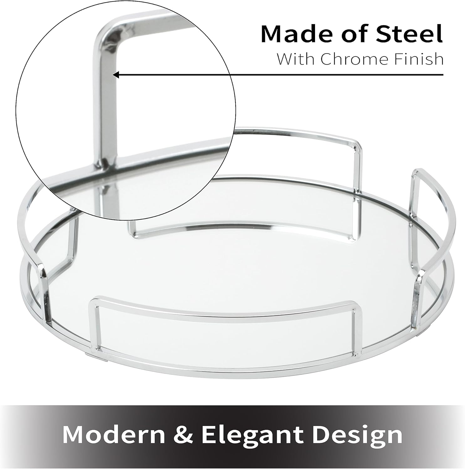 Home Details Mirrored Vanity Tray with Chrome Finish
