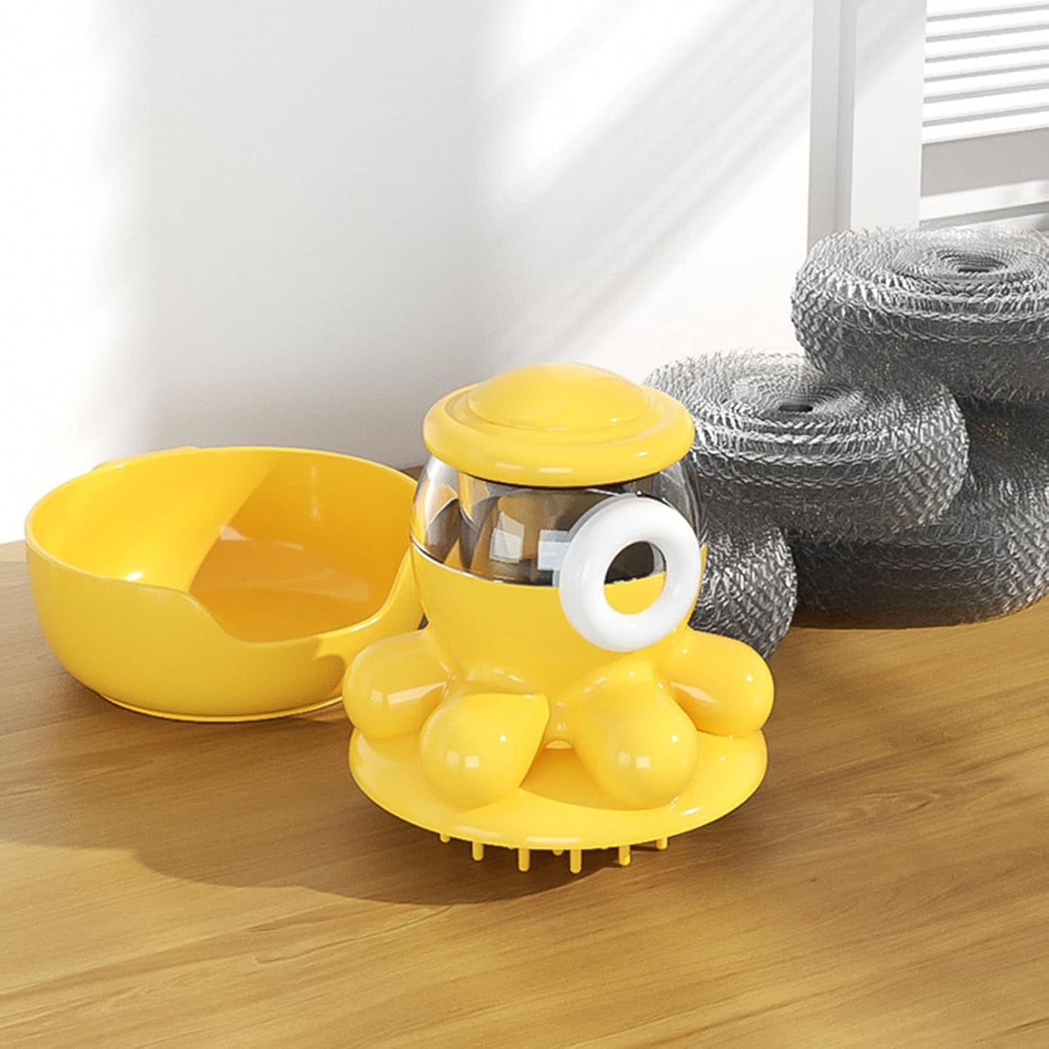 Zerodis Soap Dispensing Palm Brush with Holder