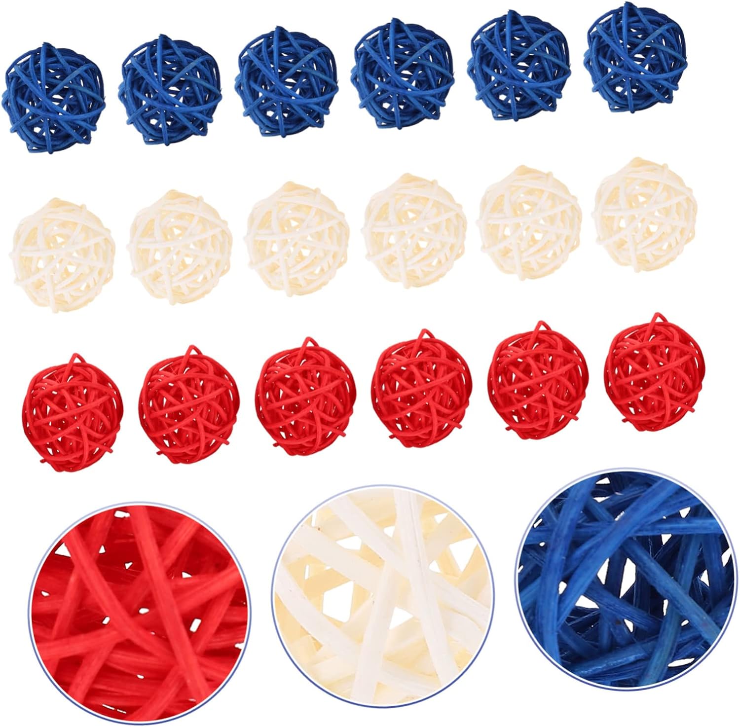 18pcs Rattan Decorative Balls for 4th of July Centerpieces