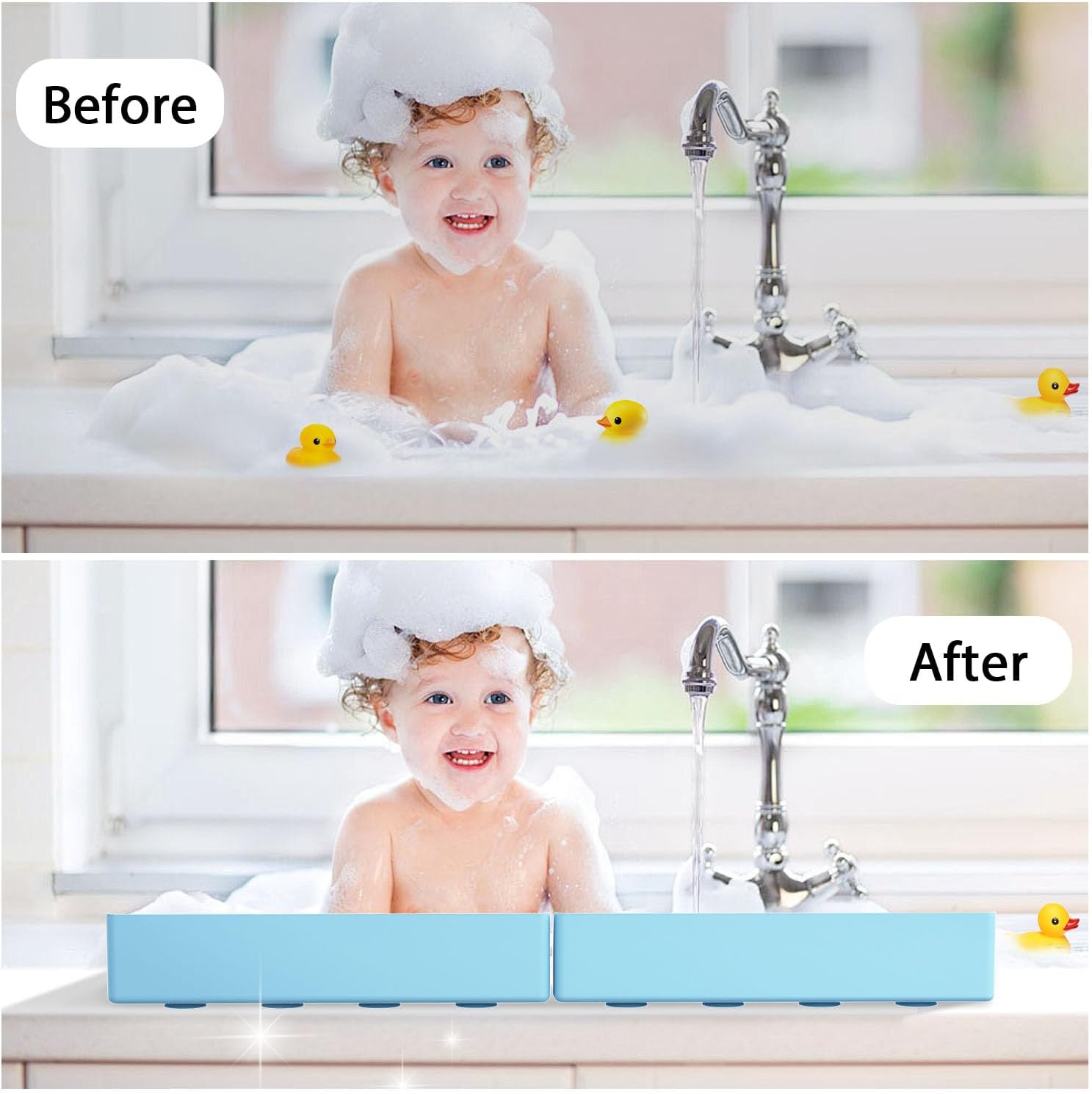 Roslim Splash Guard for Bathtub Sink 2 Pack Blue