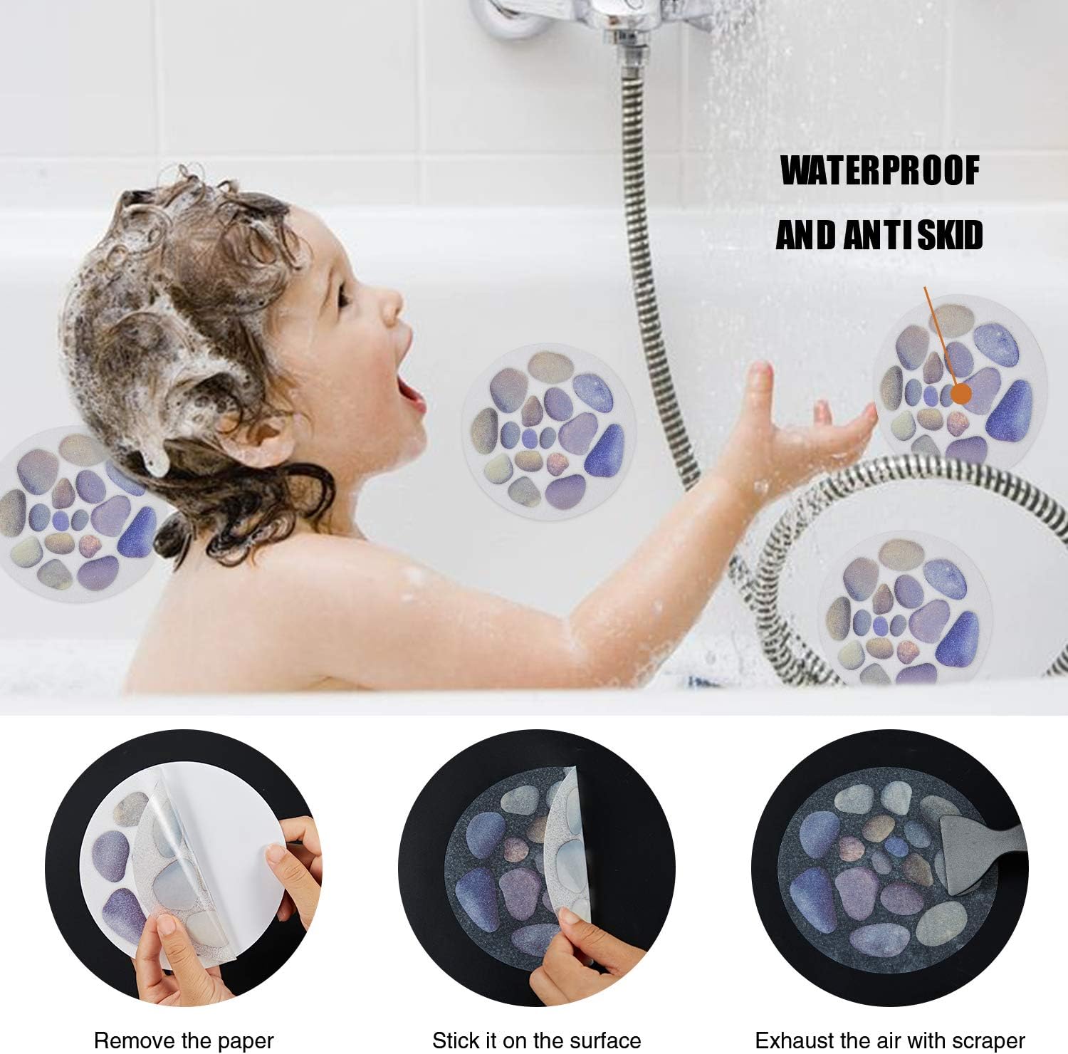 Secopad Non-Slip Bathtub Stickers with Premium Scraper