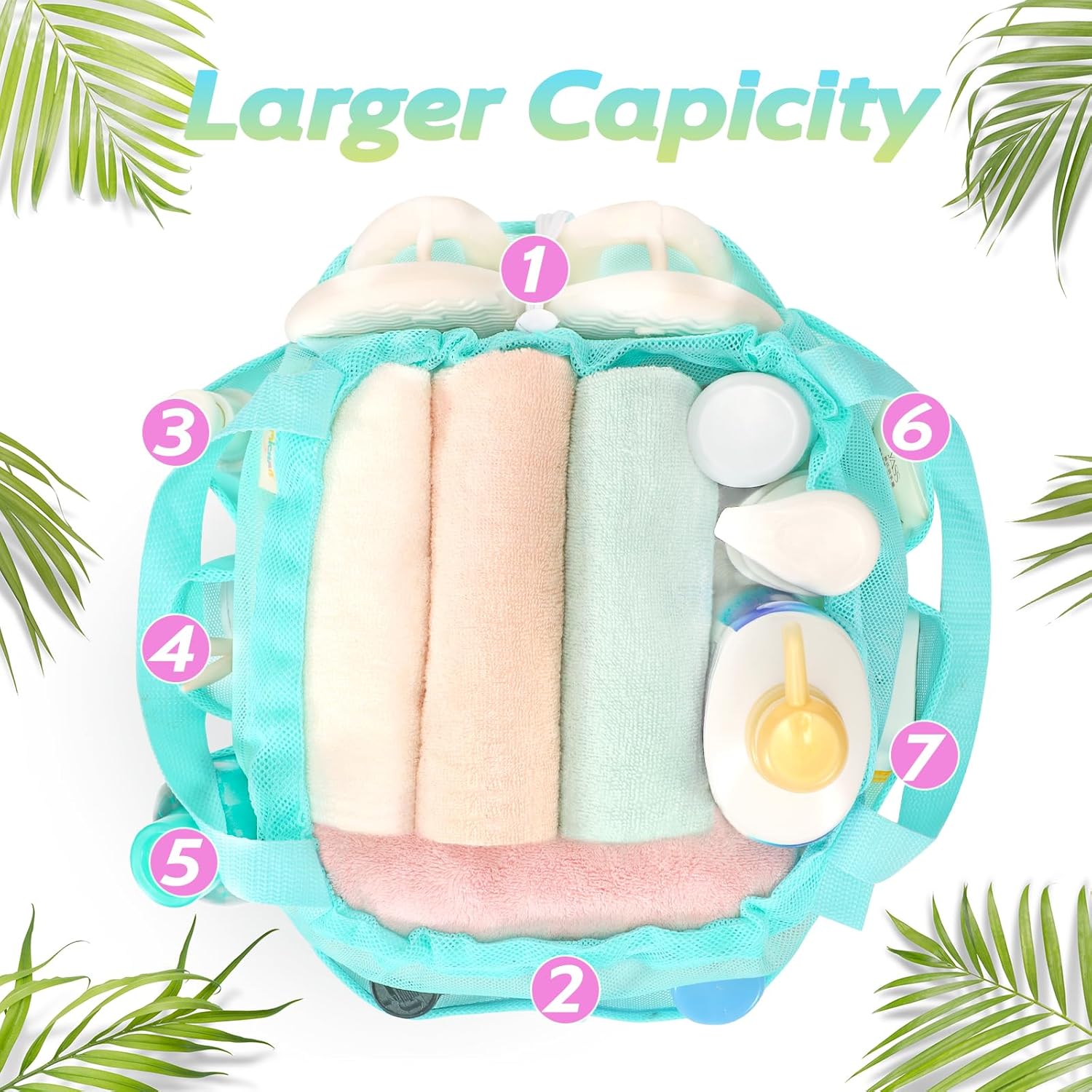Famichan Mesh Shower Caddy with 8 Pockets Blue