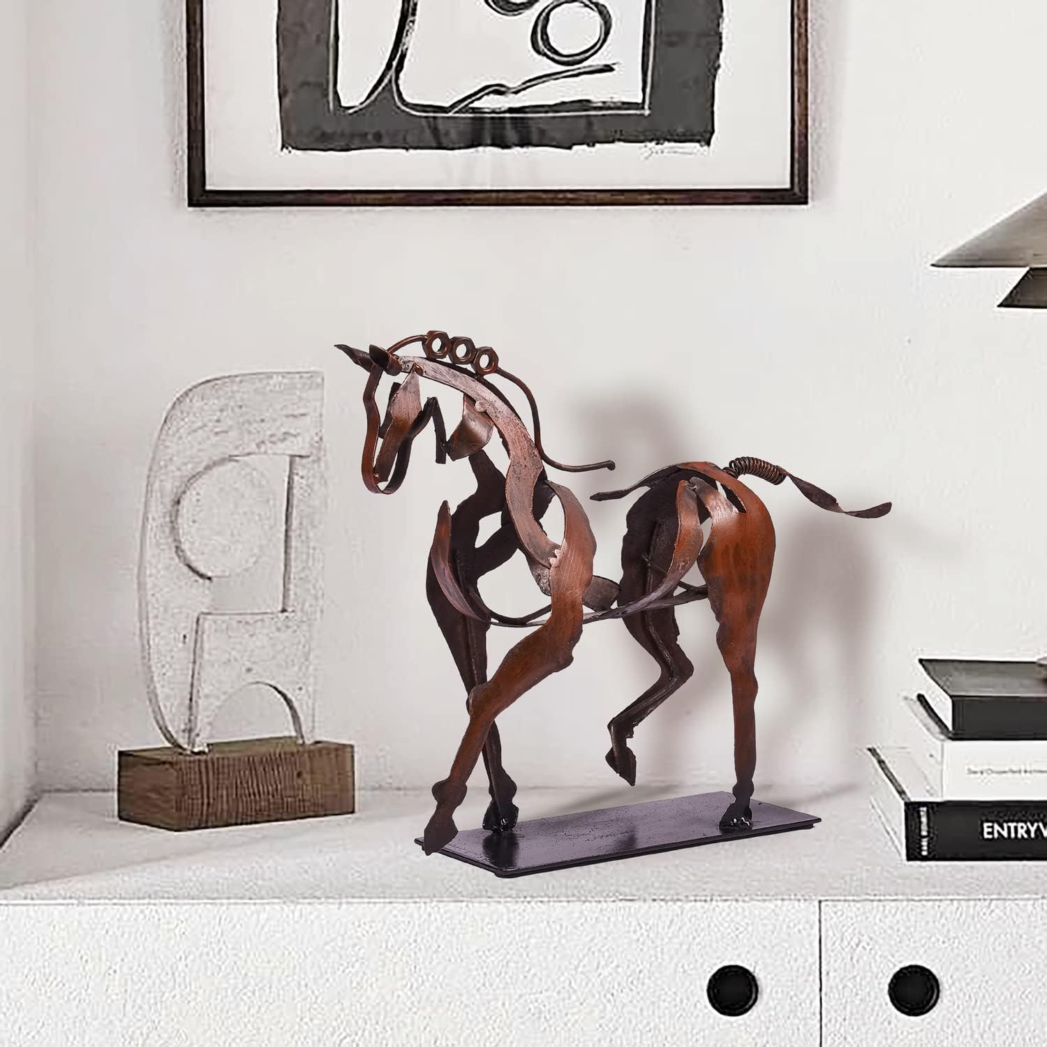 Handmade Horse Statue - Rustic Decor for Home and Office Brown