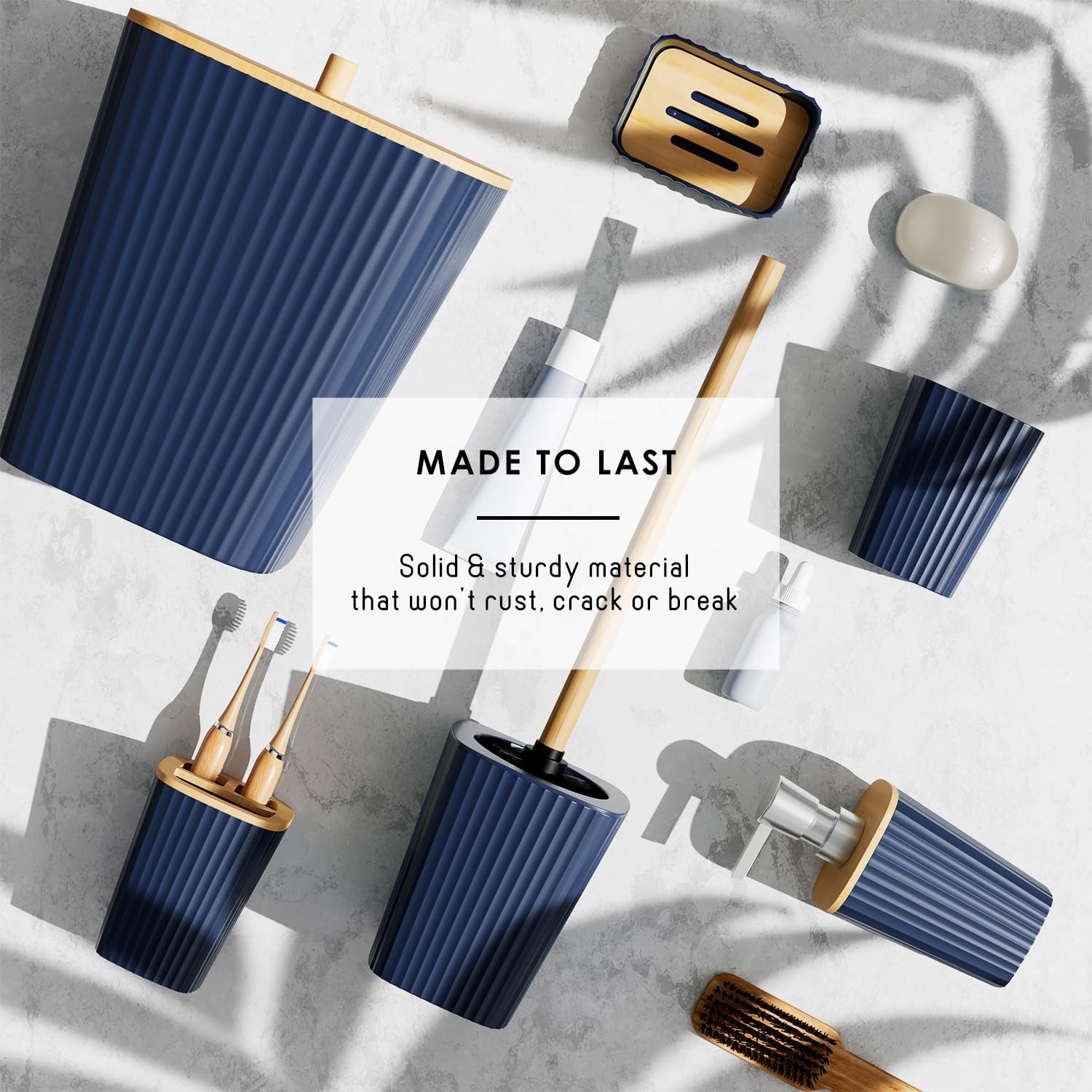 Clara Clark 22PC Navy Bathroom Accessory Set