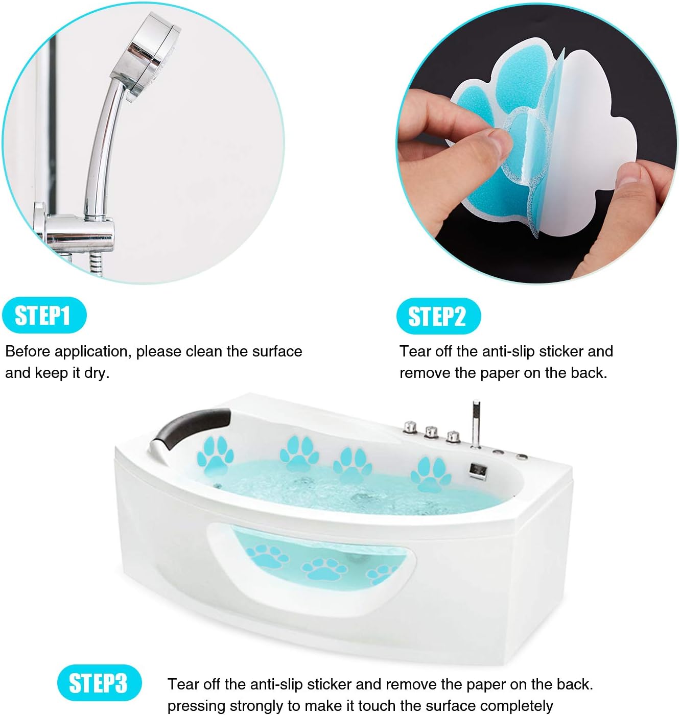 Non-Slip Bathtub Stickers 20PCS Safety Decals with Premium Scraper