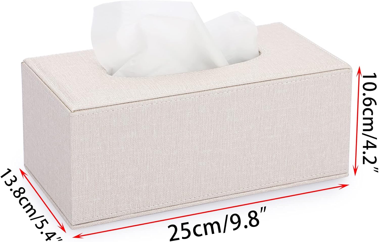 Sumnacon Tissue Box Cover Rectangle Linen Beige