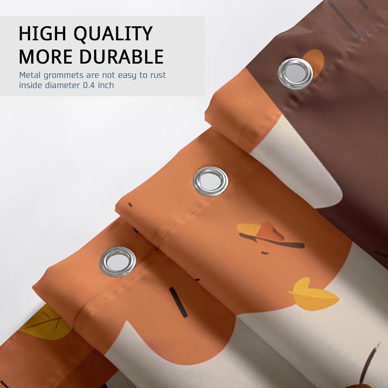 Fall Cute Kid Shower Curtain Set 72 Inch Beige