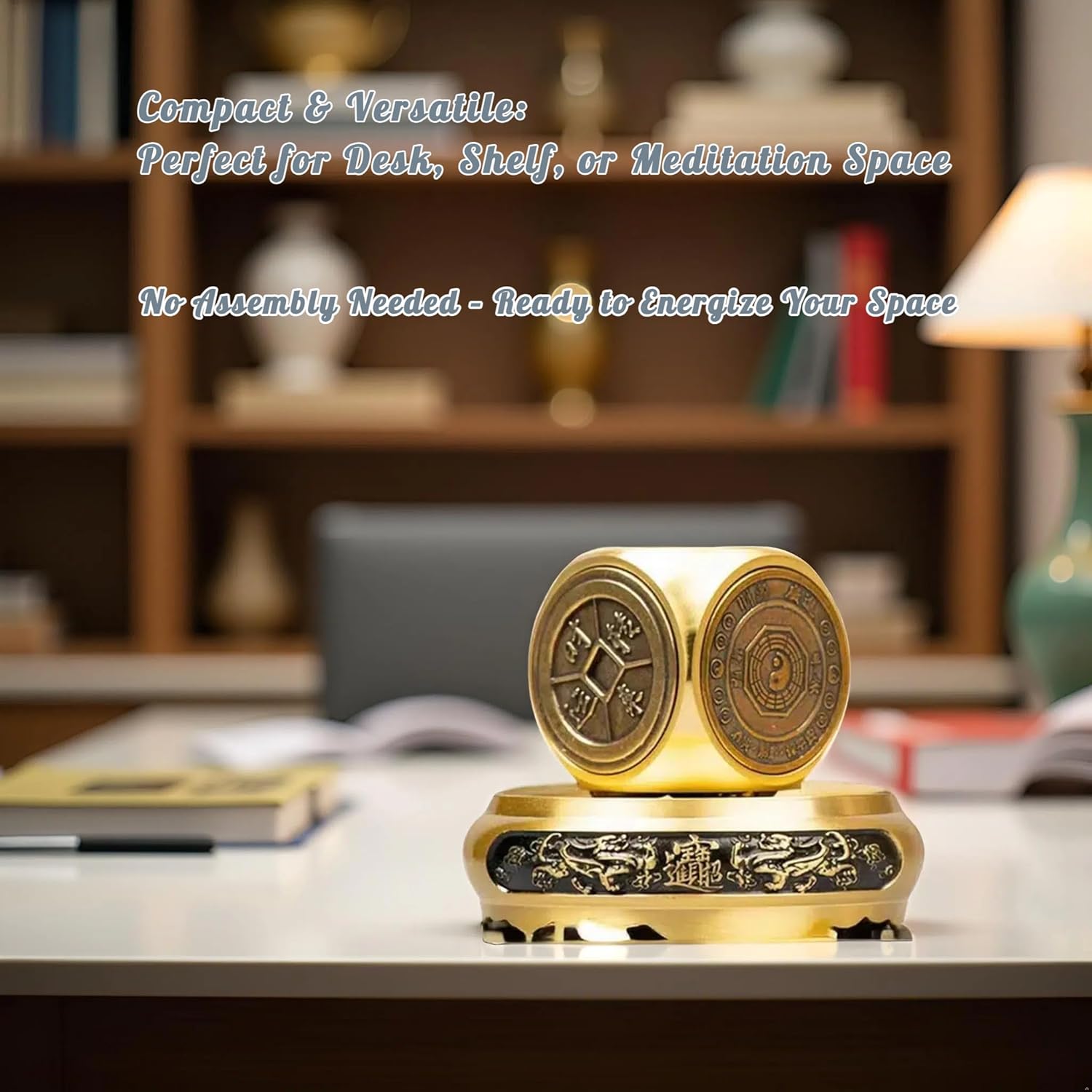 YUERVIEW Chinese Brass Feng Shui Ornament with Rotatable Pixiu Base