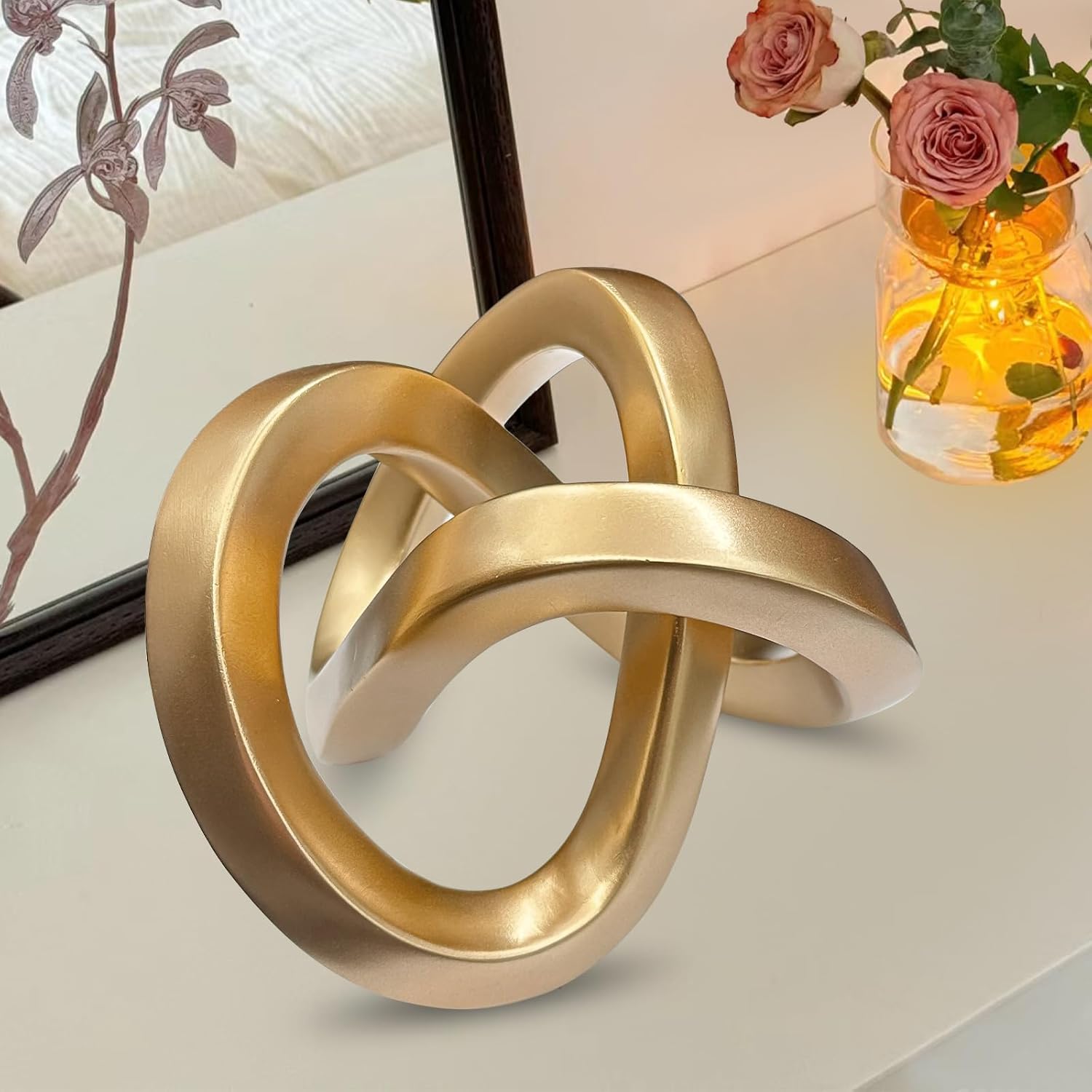 Modern Gold Geometric Sculpture Decor for Home Office