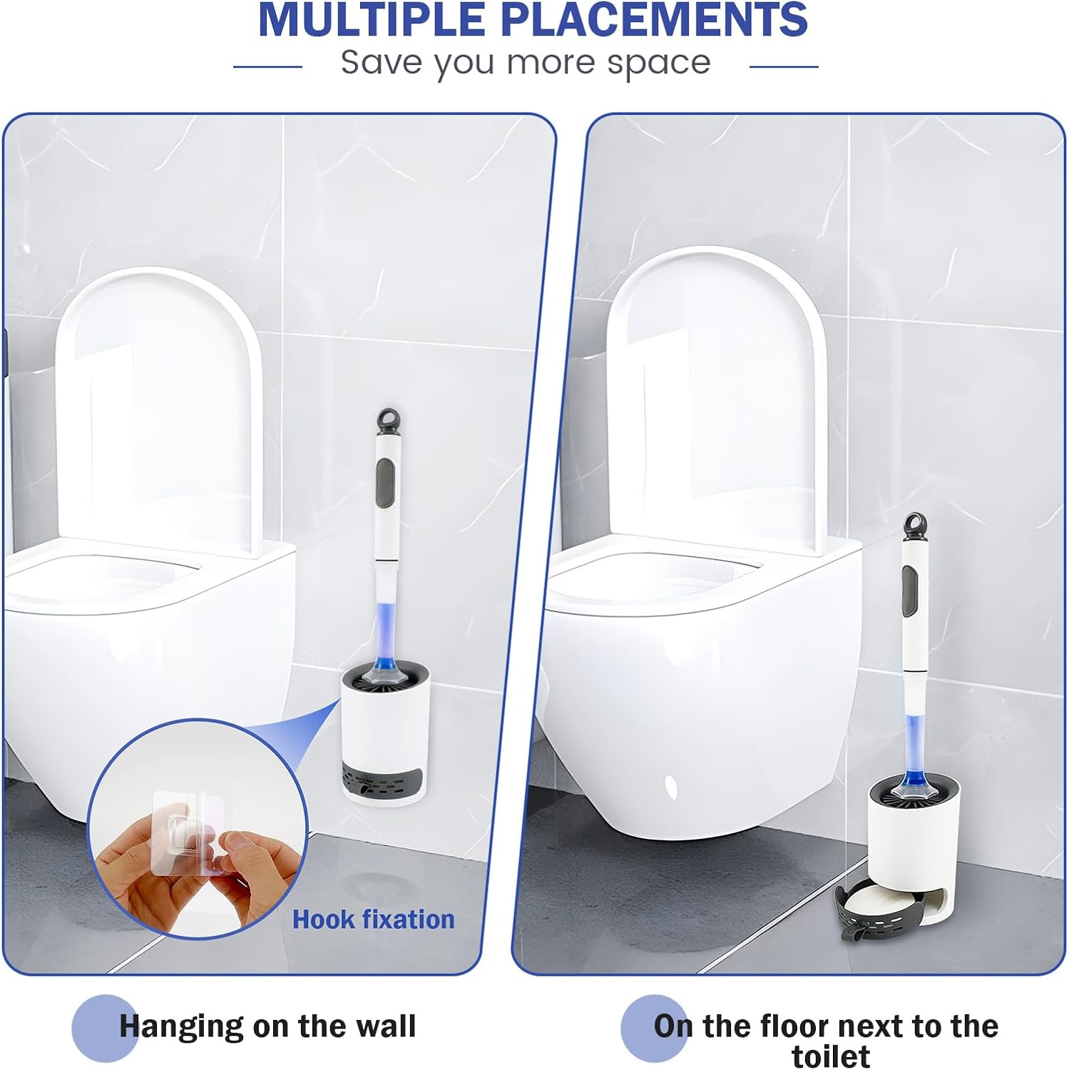 MABCIRY Toilet Brush with Refillable Handle Dispenser