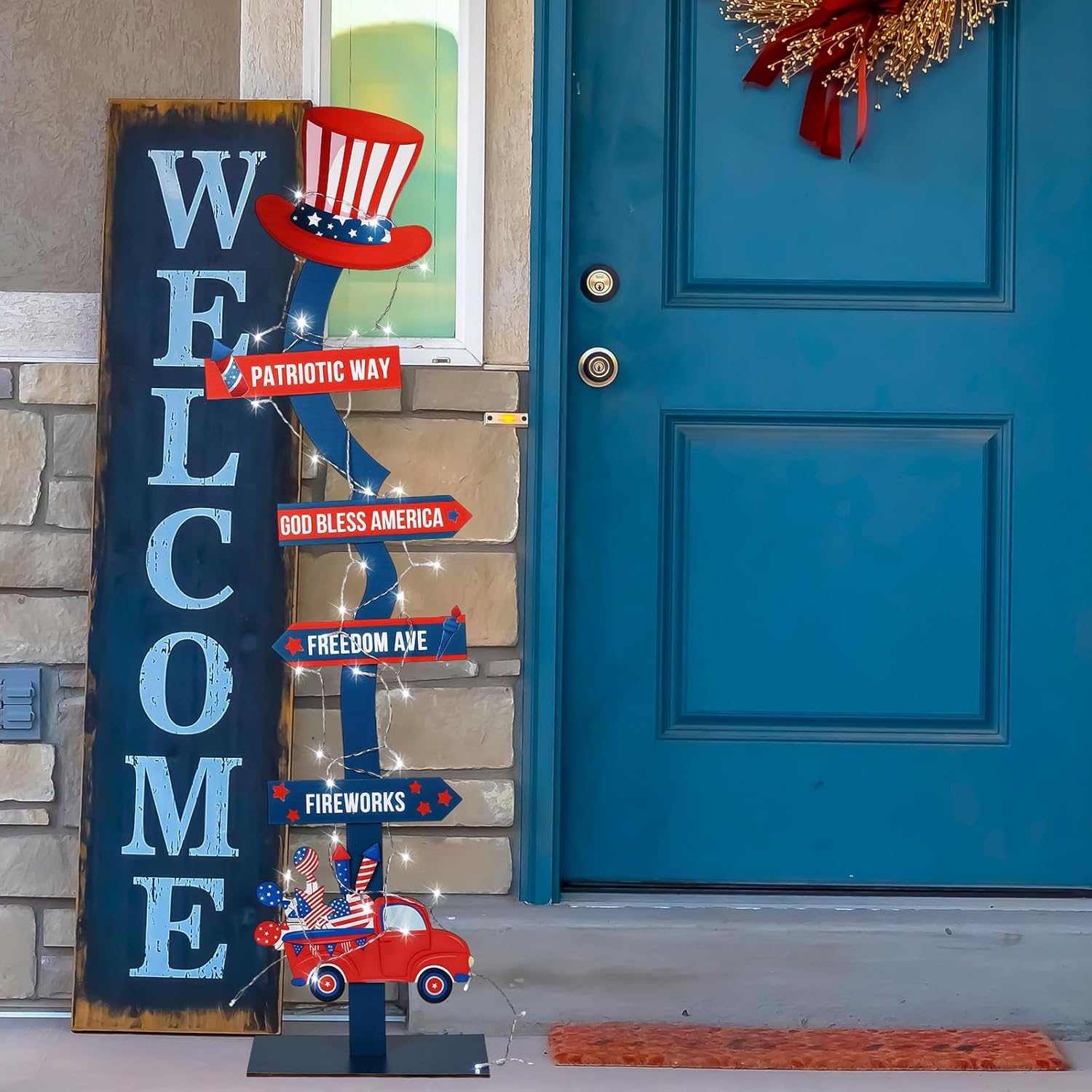 Yousoontic 45 Patriotic Wooden Yard Stake Sign