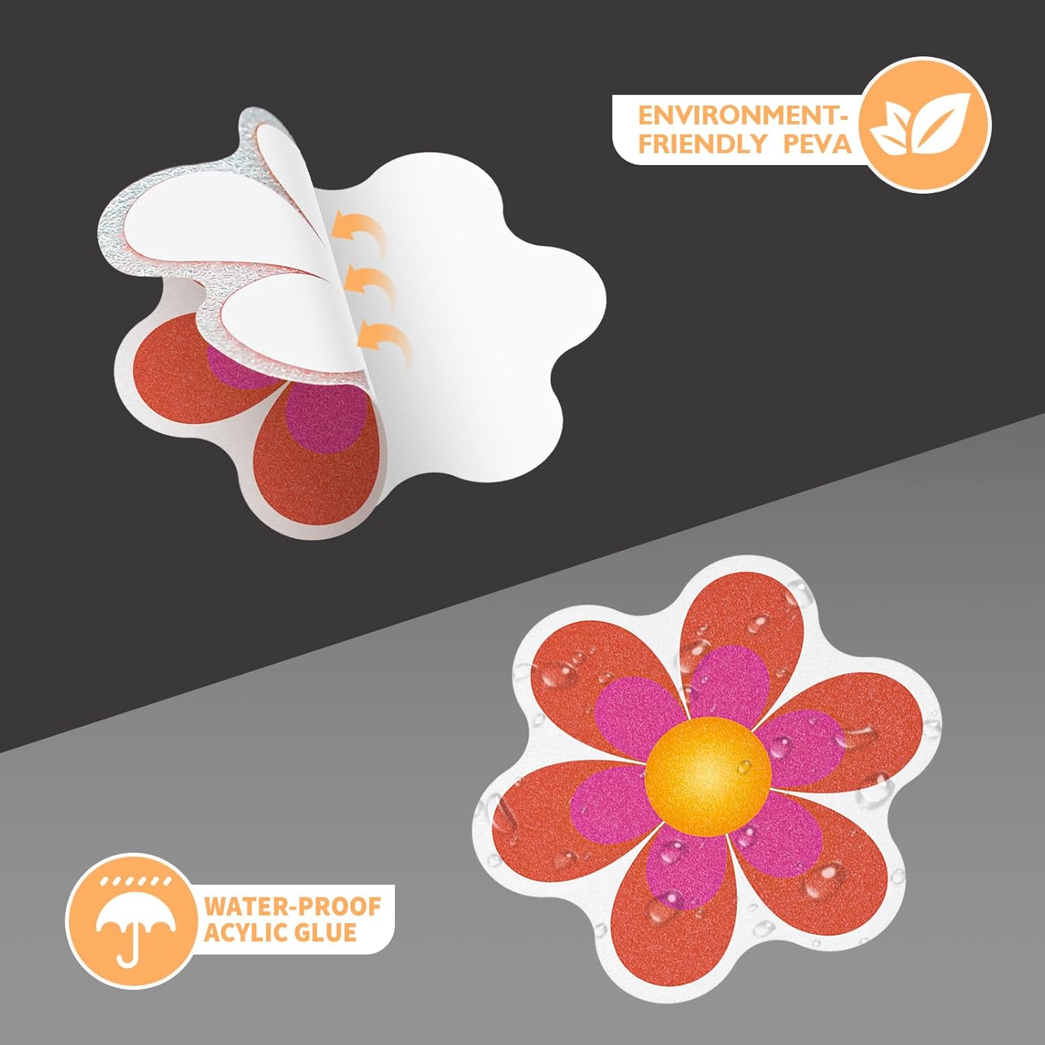 Non Slip Bathtub Stickers with Scraper 20 PCS Bright Flowers Design