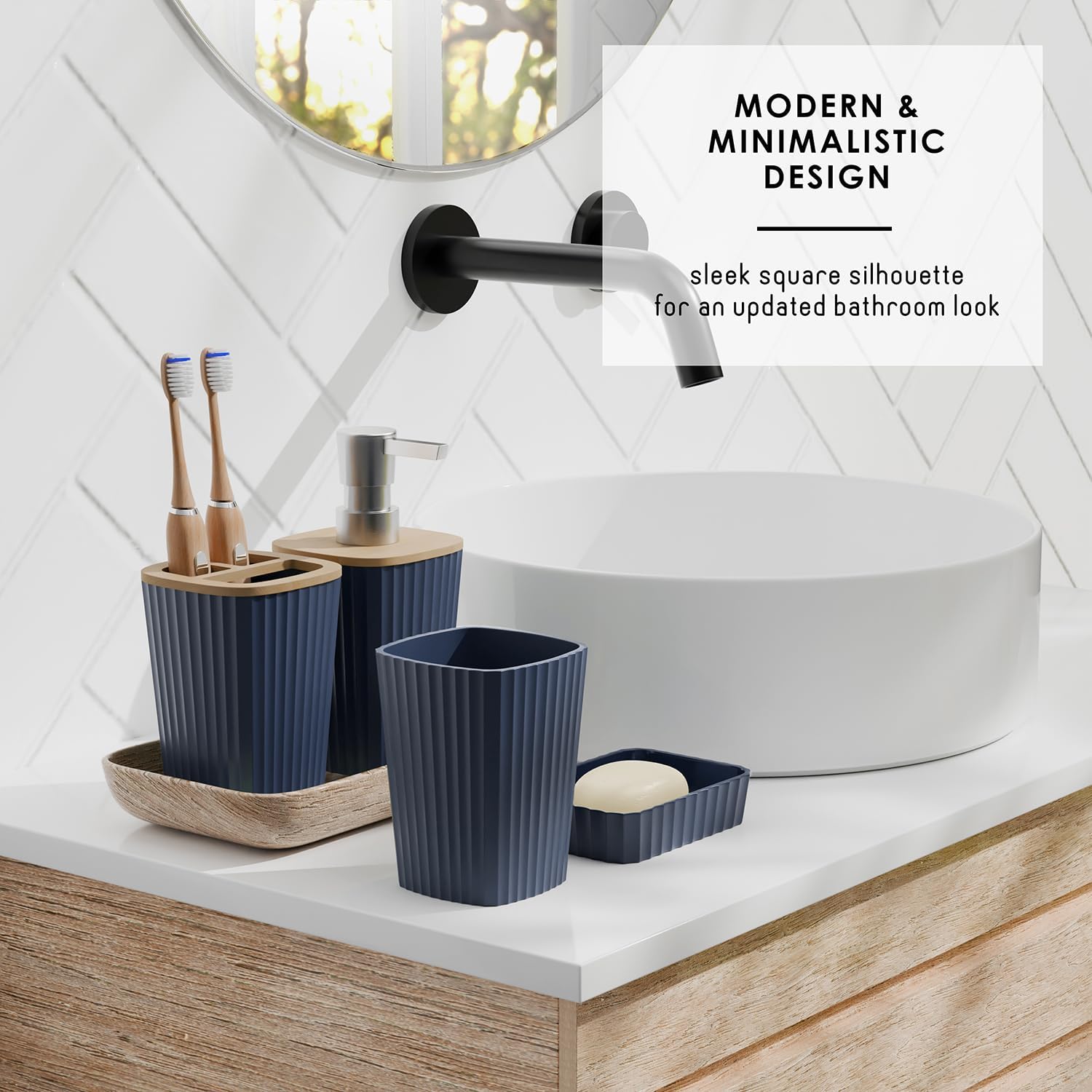 Clara Clark 22PC Navy Bathroom Accessory Set