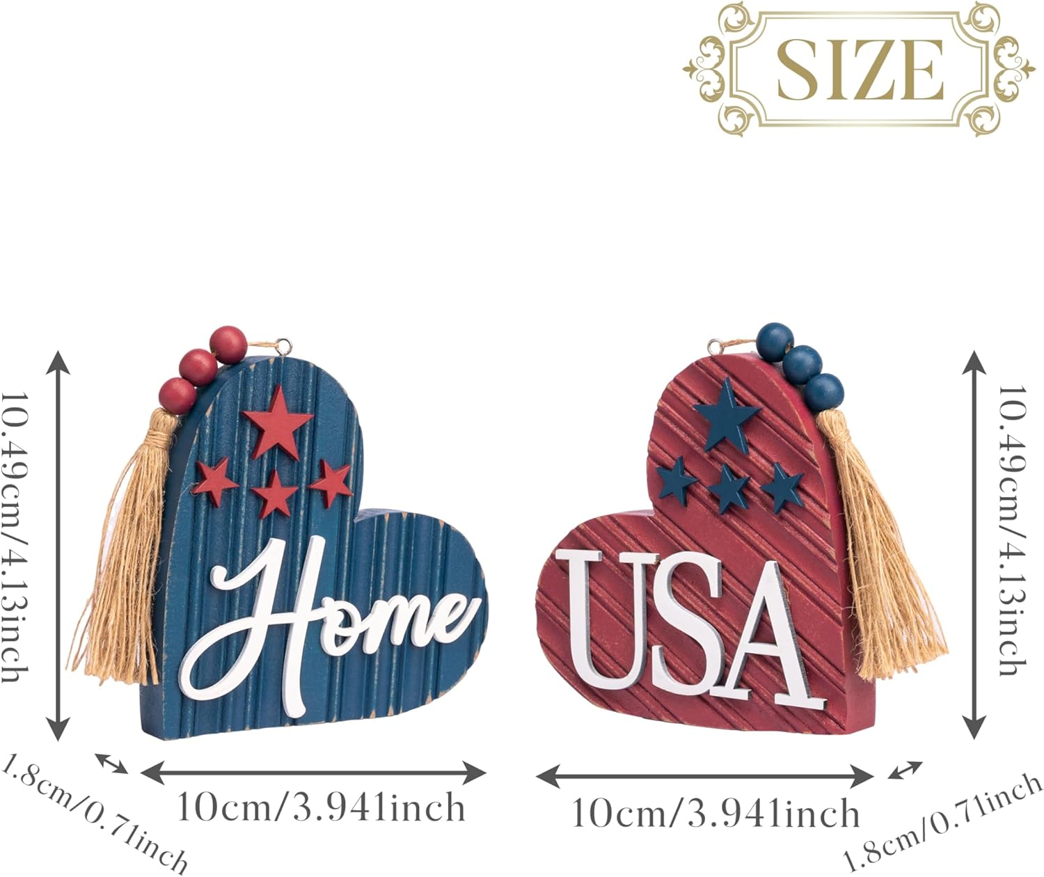 Valery Madelyn 4th of July Decor Heart Centerpieces 2 Pcs