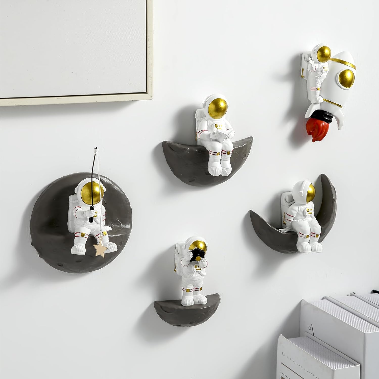 FJS Astronaut Wall Decor Set of 5 3D Space Art