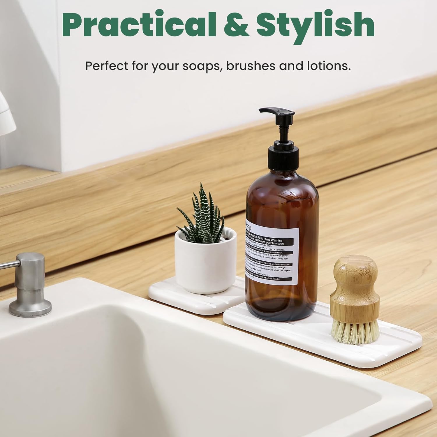 3PCS Diatomaceous Earth Tray for Sink and Bathroom Counter