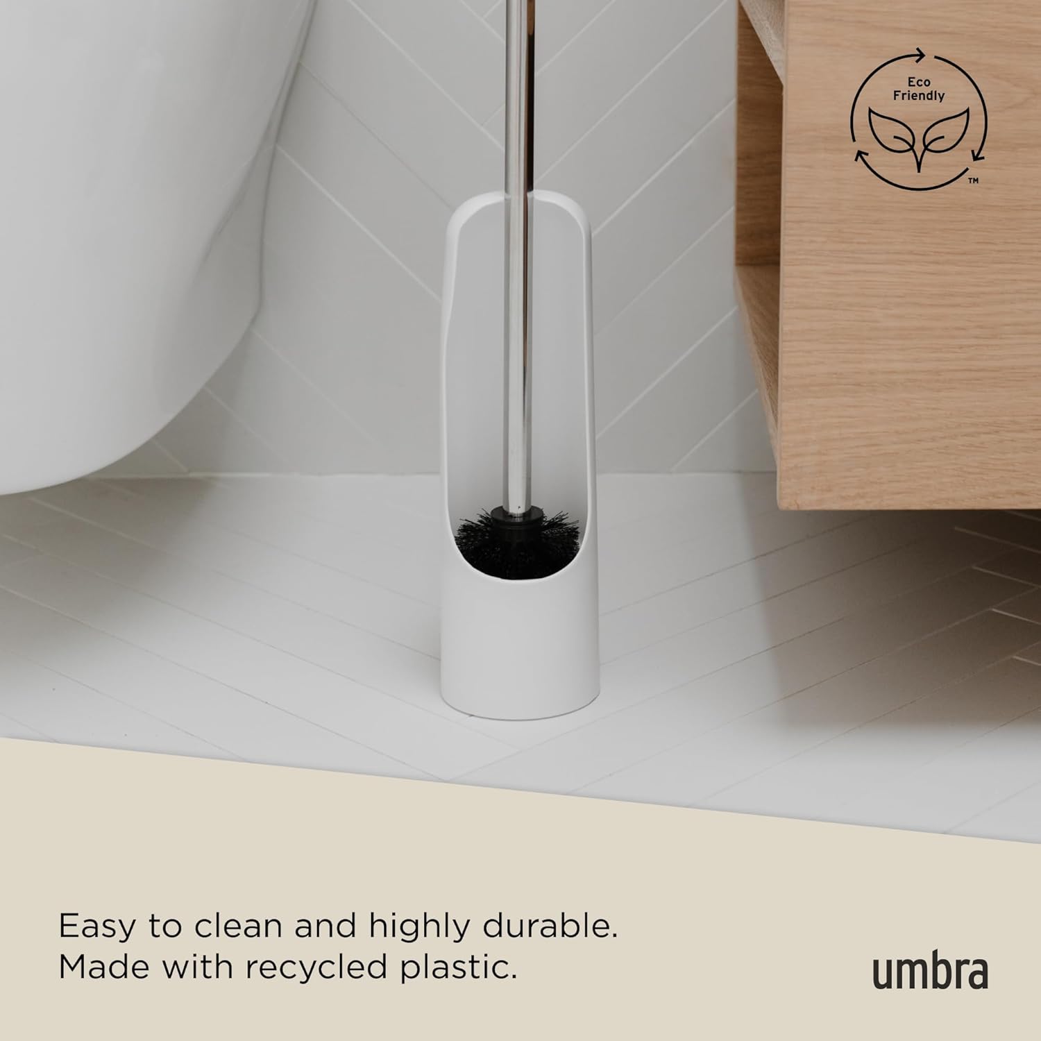 Umbra Touch Toilet Brush with Hideaway Holder - Durable Sleek