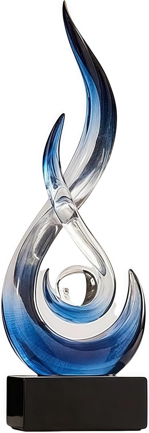 Flame Sculpture Modern Resin Art Decoration in Blue Gradient