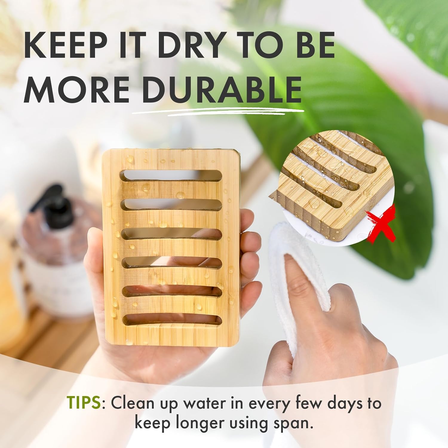 AmazerBath Bamboo Soap Dish 2 Pack