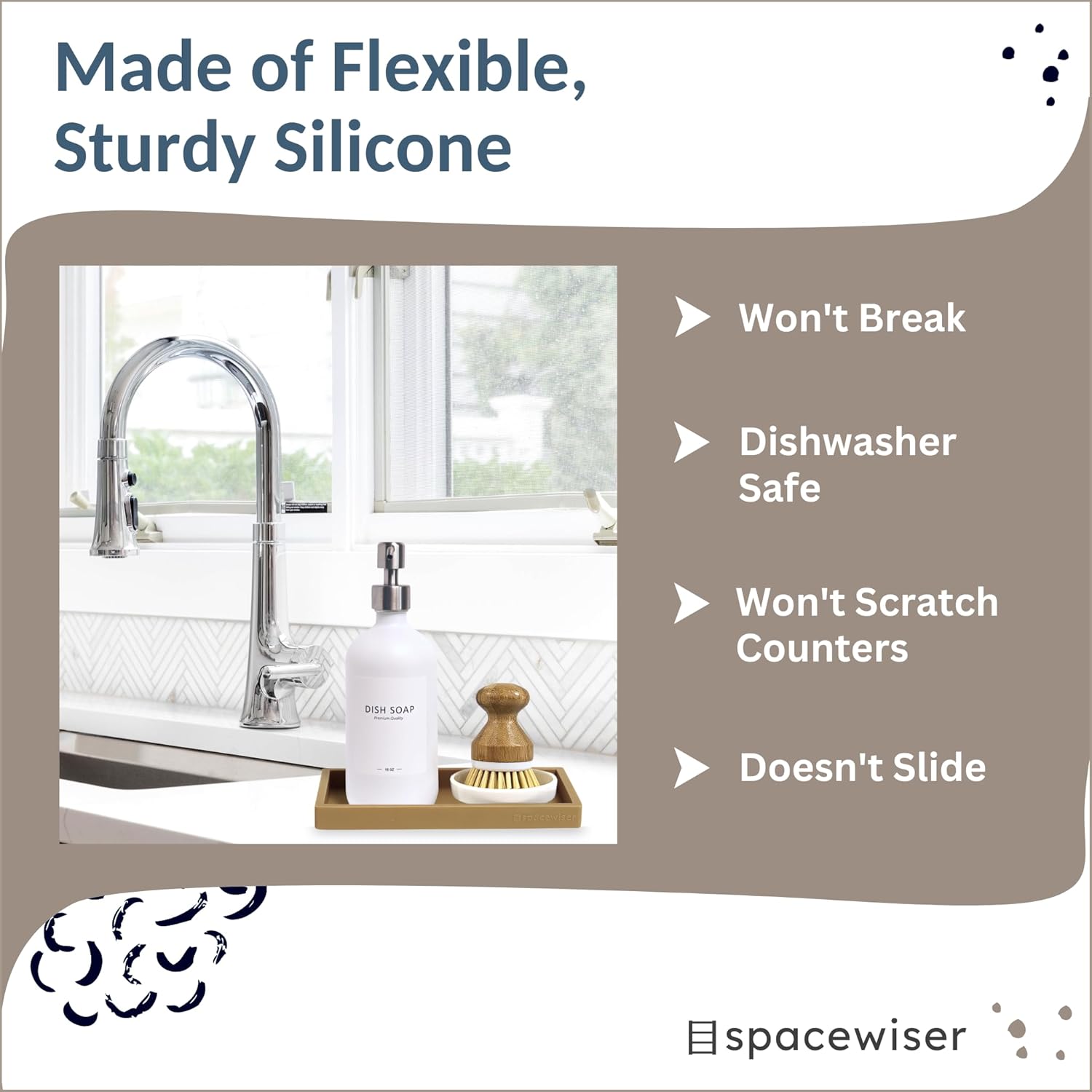 Spacewiser Countertop Vanity Tray - 77 Inch Silicone Holder