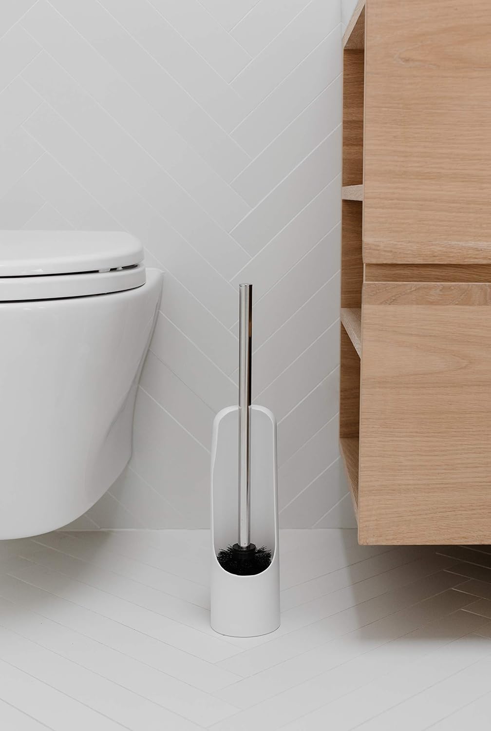 Umbra Touch Toilet Brush with Hideaway Holder - Durable Sleek