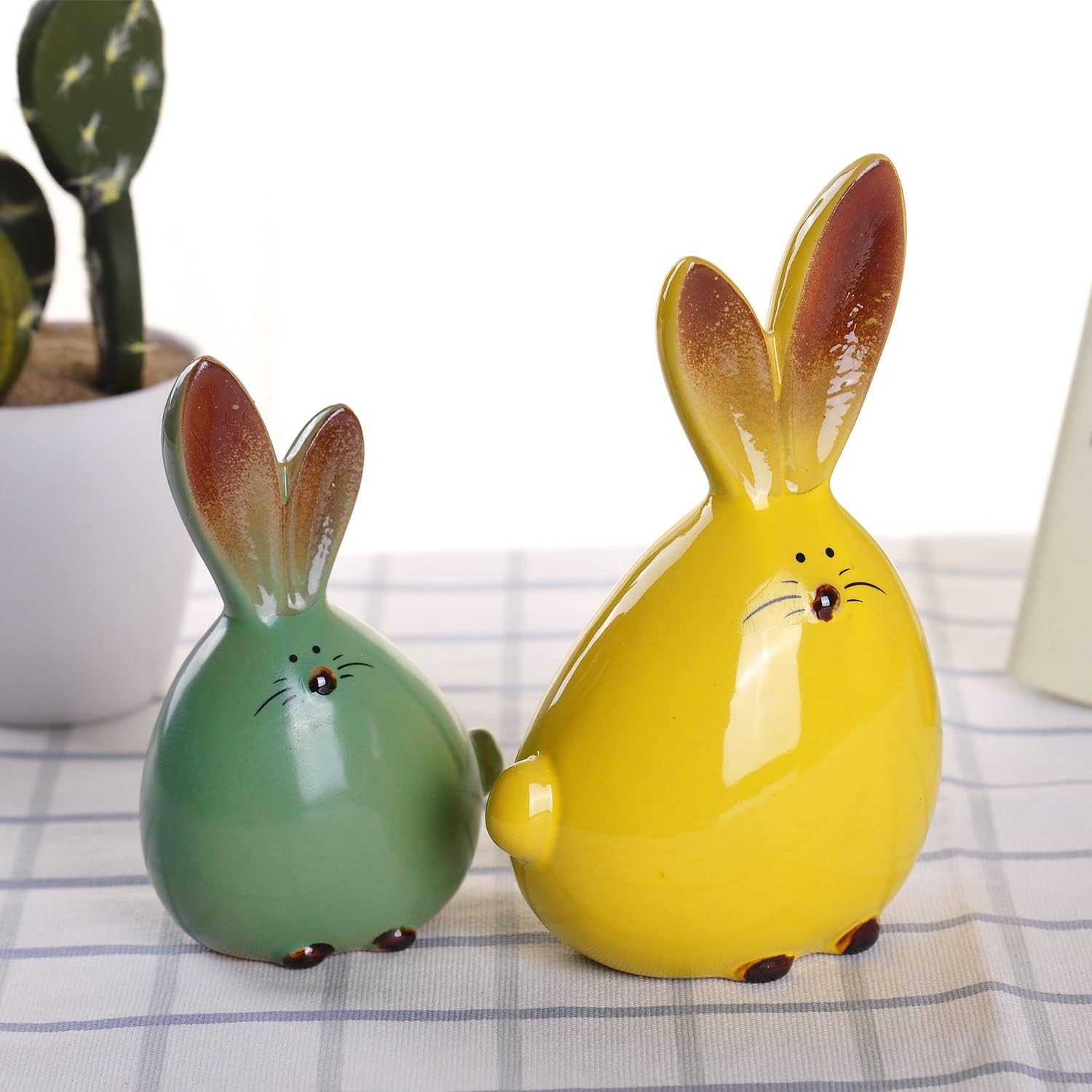 Cute Long-Eared Bunny Sculpture Ornaments 2pcs