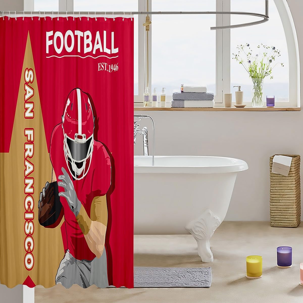 Feelyou Football Football Theme Shower Curtain Set