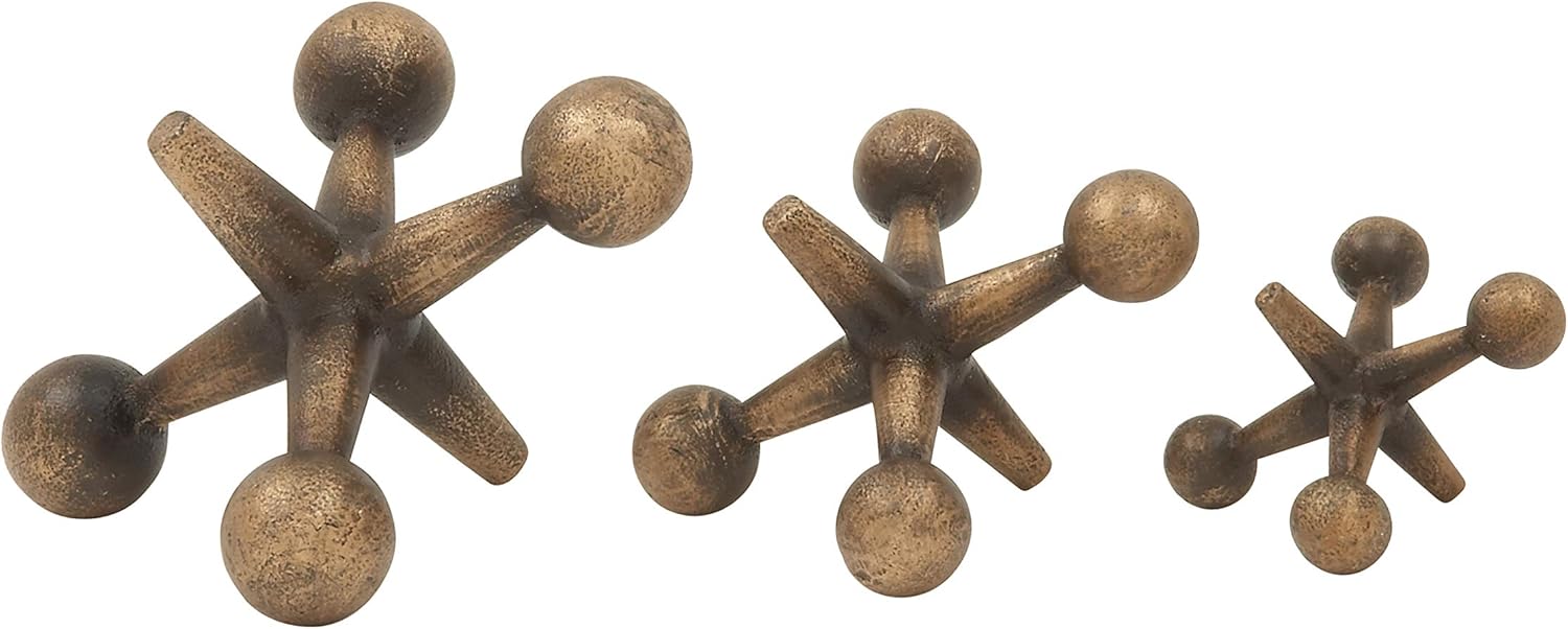 Deco 79 Gold Weathered Metal Statues Set of 3