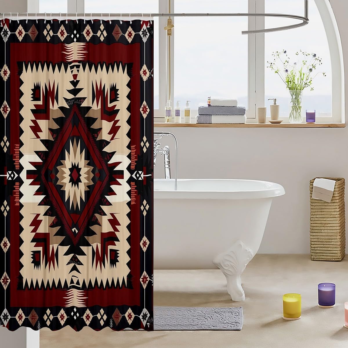 Feelyou Boho Geometry Shower Curtain Set 72x72