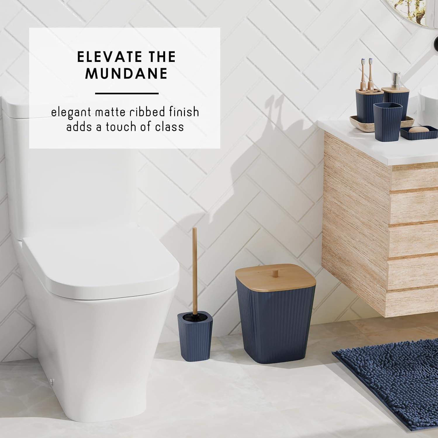 Clara Clark 22PC Navy Bathroom Accessory Set