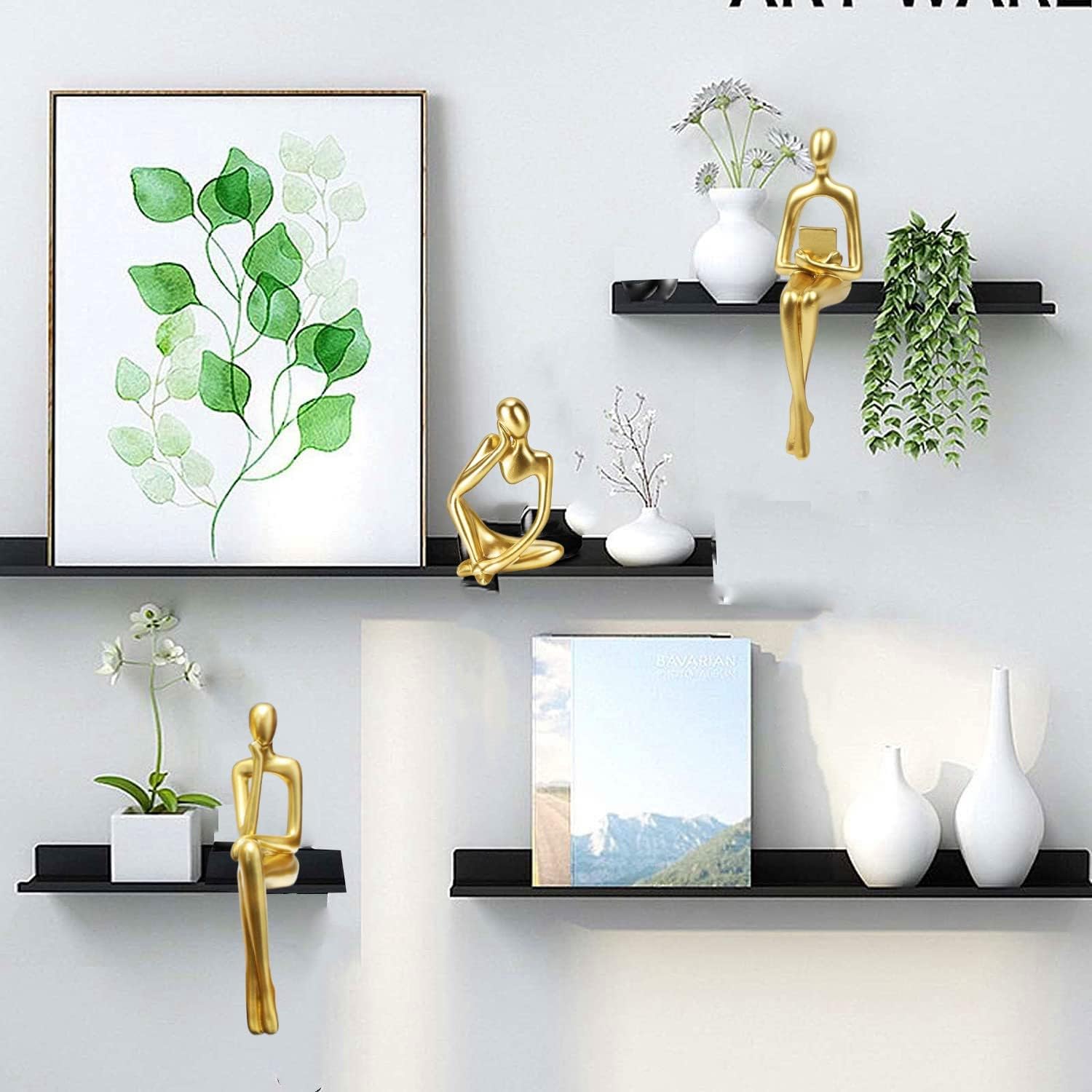 Gold Thinker Statue Accents Set of 3