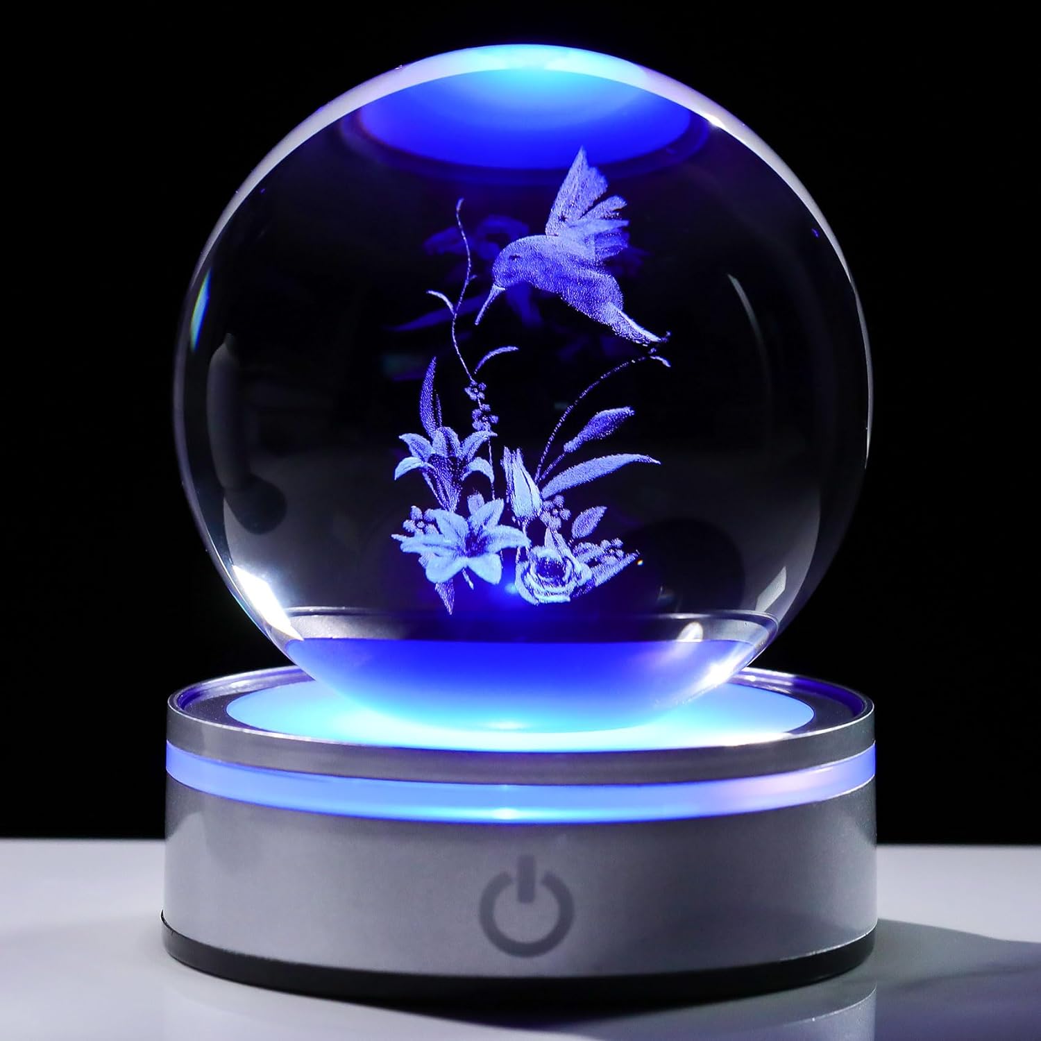 Movdyka 3D Crystal Hummingbird Decor with LED Base