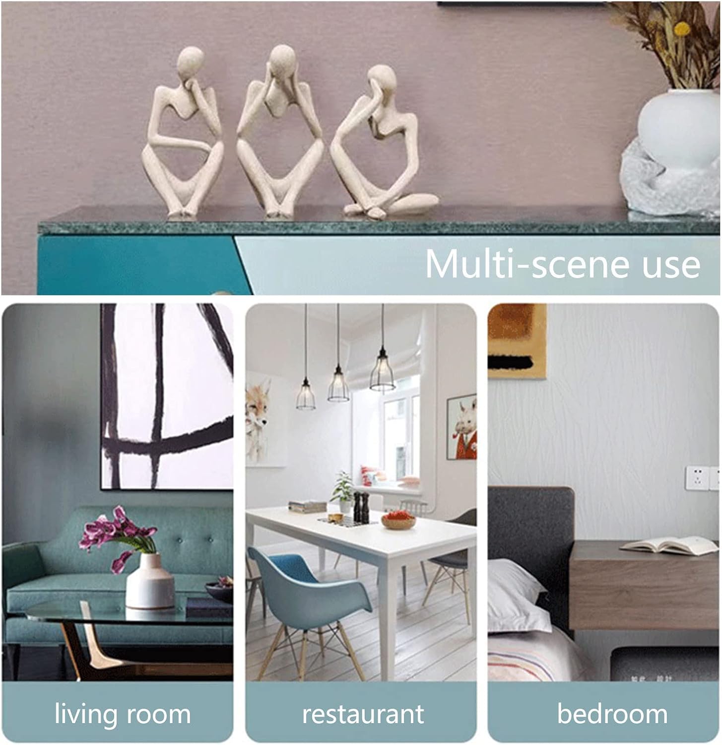 Sandstone Resin Thinker Statue Abstract Decor for Home and Desk